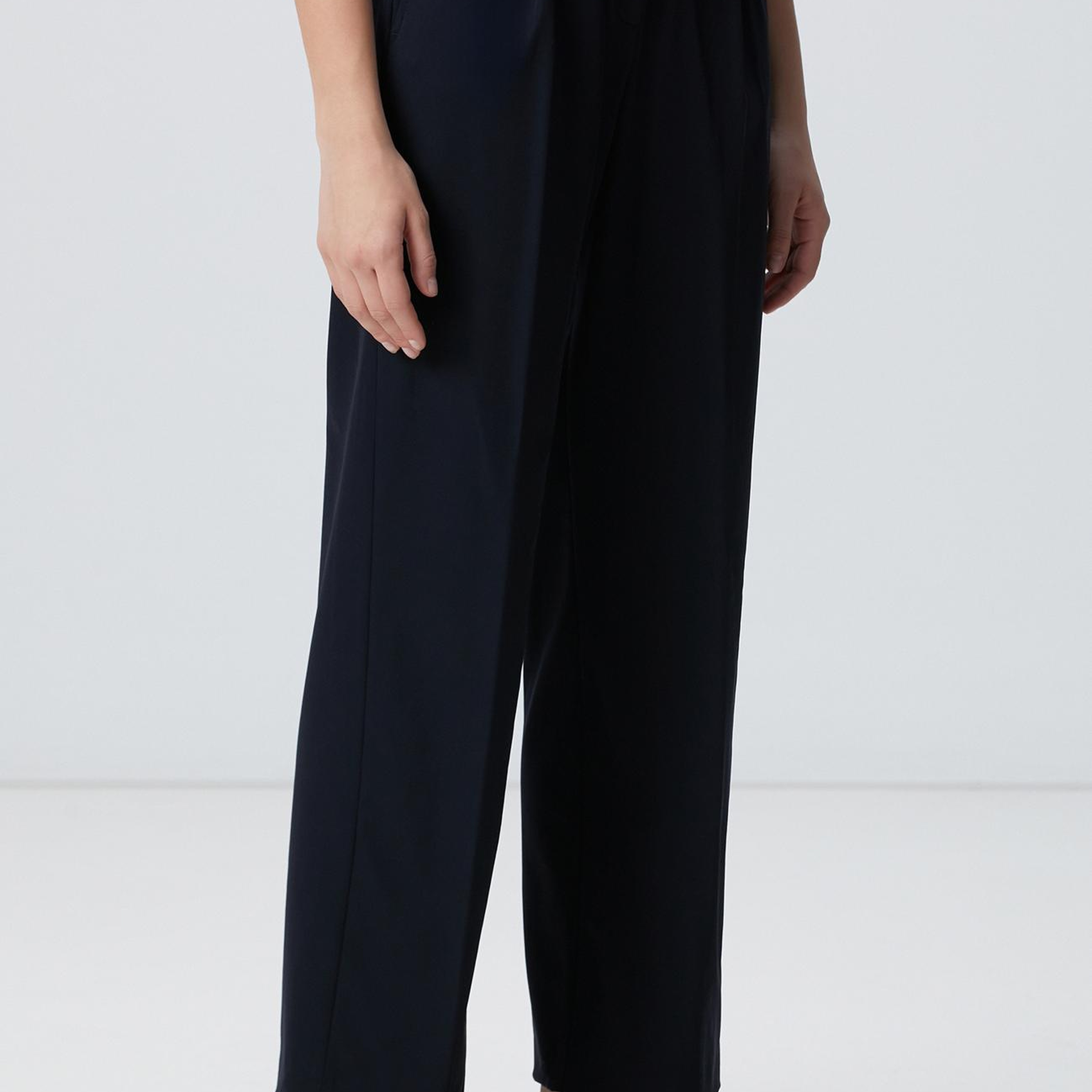 Network Kadın Lacivert Geniş Paça Basic Pantolon