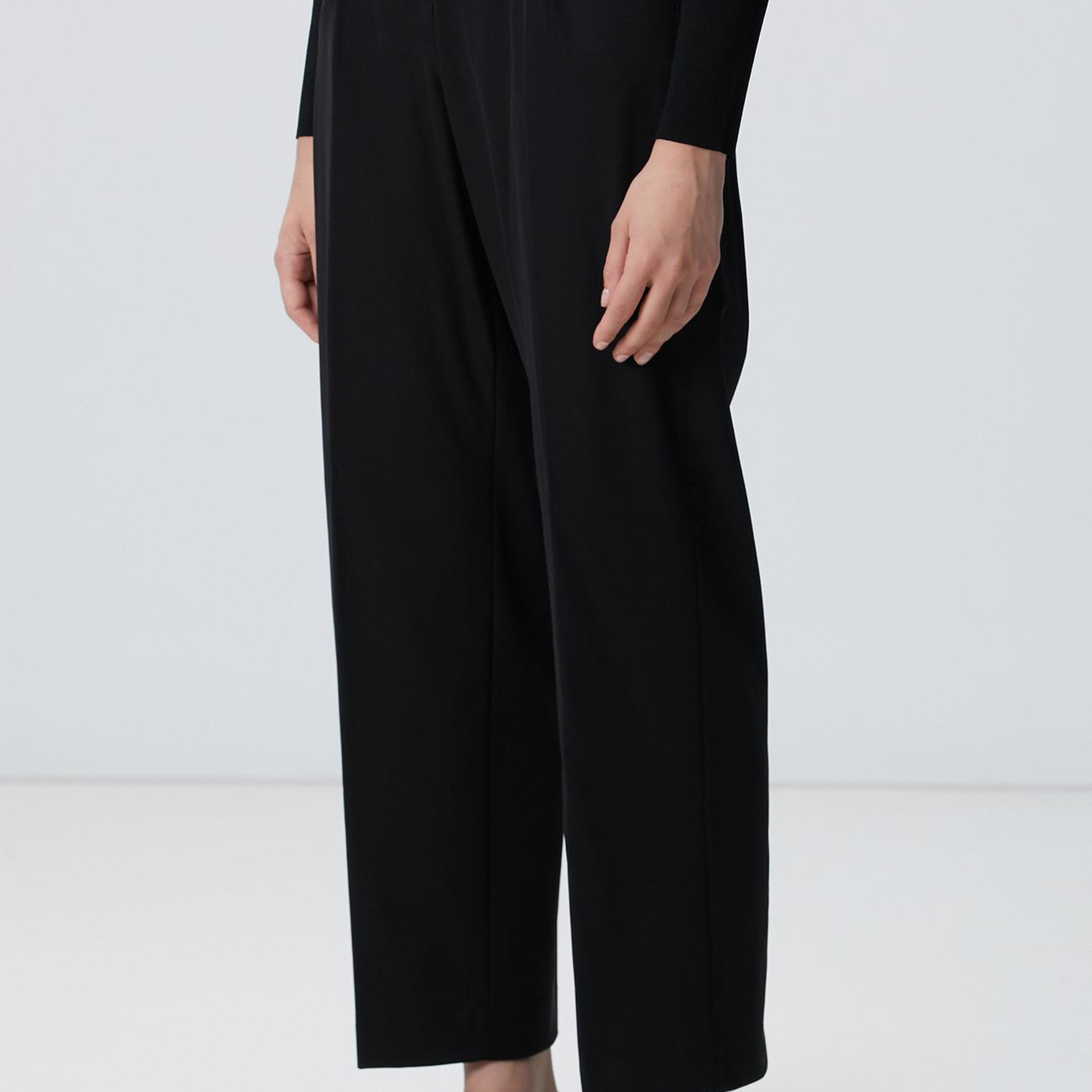 Network Kadın Siyah Geniş Paça Basic Pantolon