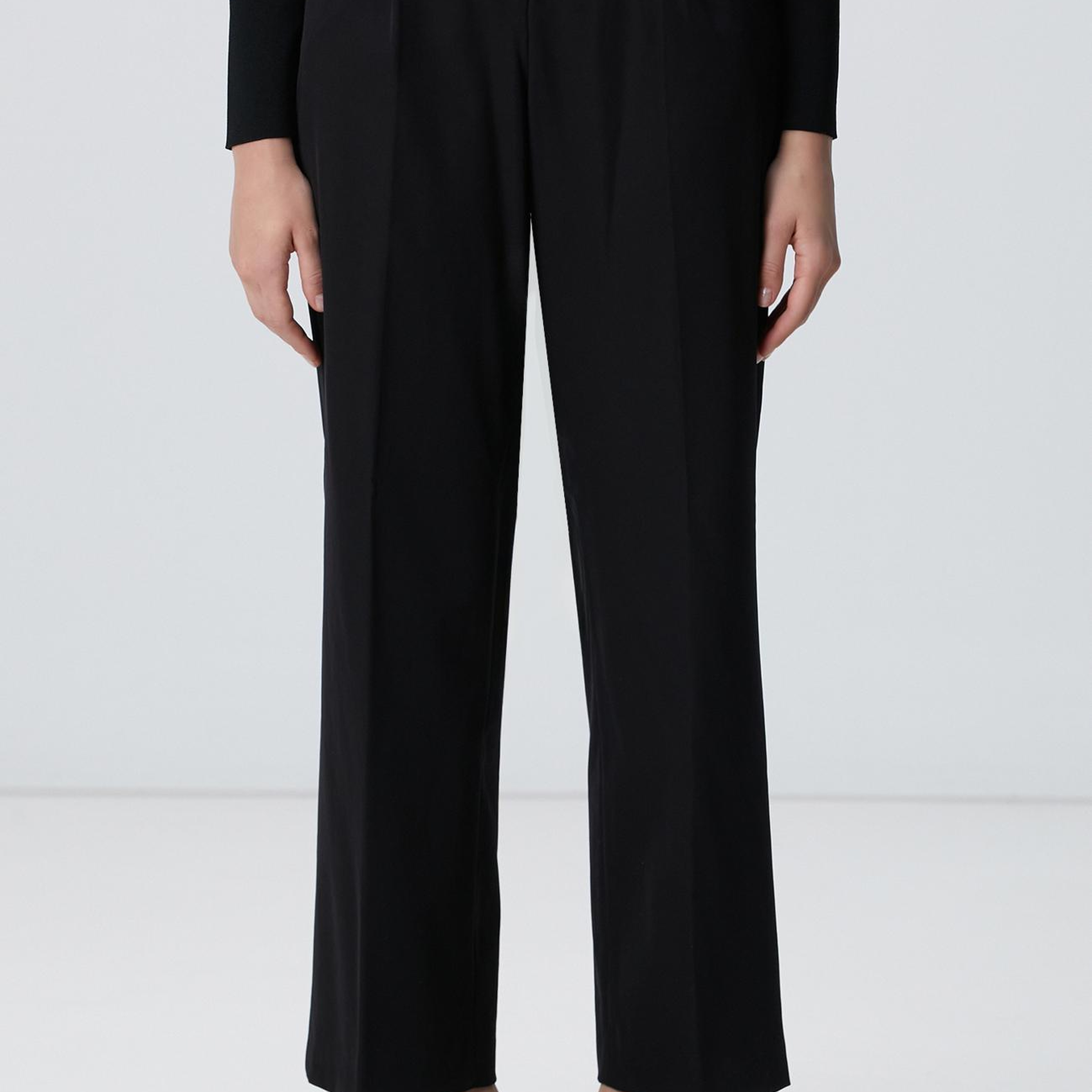 Network Kadın Siyah Geniş Paça Basic Pantolon