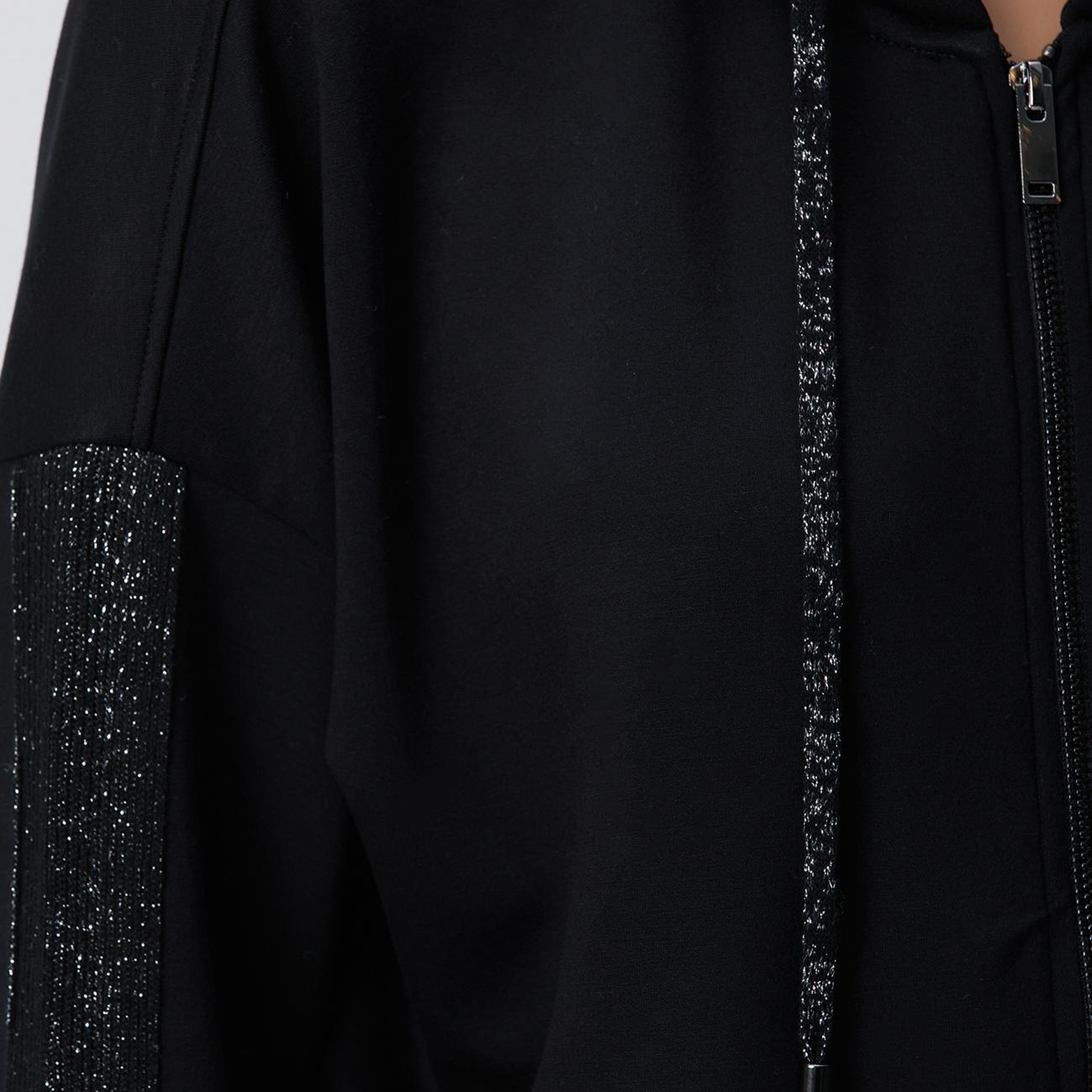 Network Kadın Siyah Kapüşonlu Triko Garnili Sweatshirt