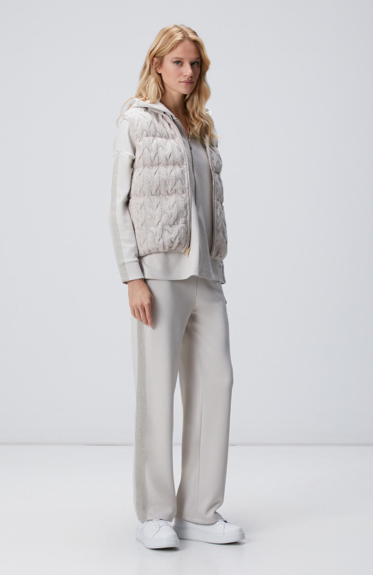 Network Kadın Bej Kapüşonlu Triko Garnili Sweatshirt