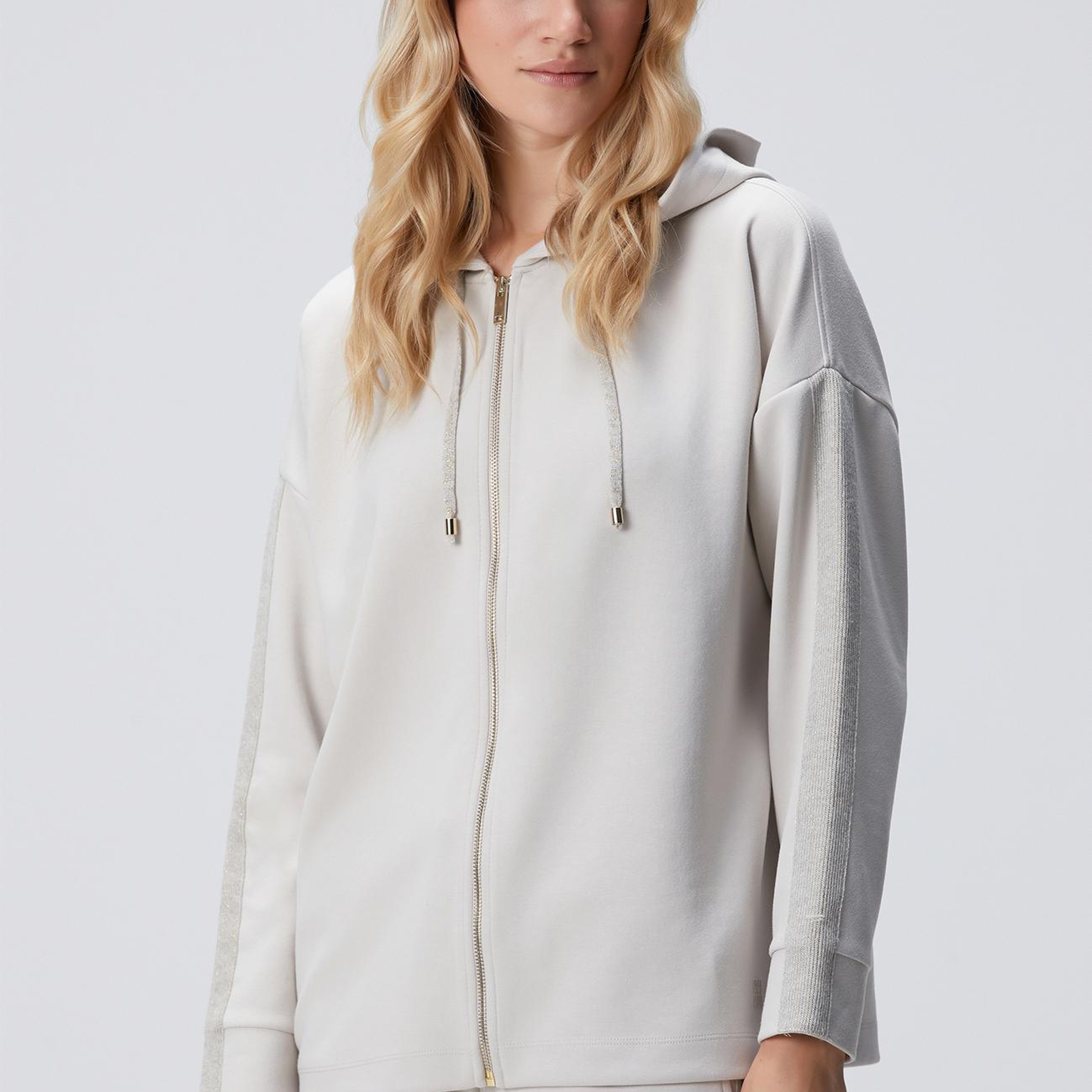 Network Kadın Bej Kapüşonlu Triko Garnili Sweatshirt