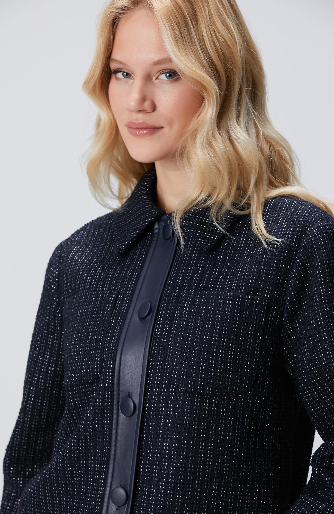 Network Kadın Lacivert Kısa Tweed Ceket