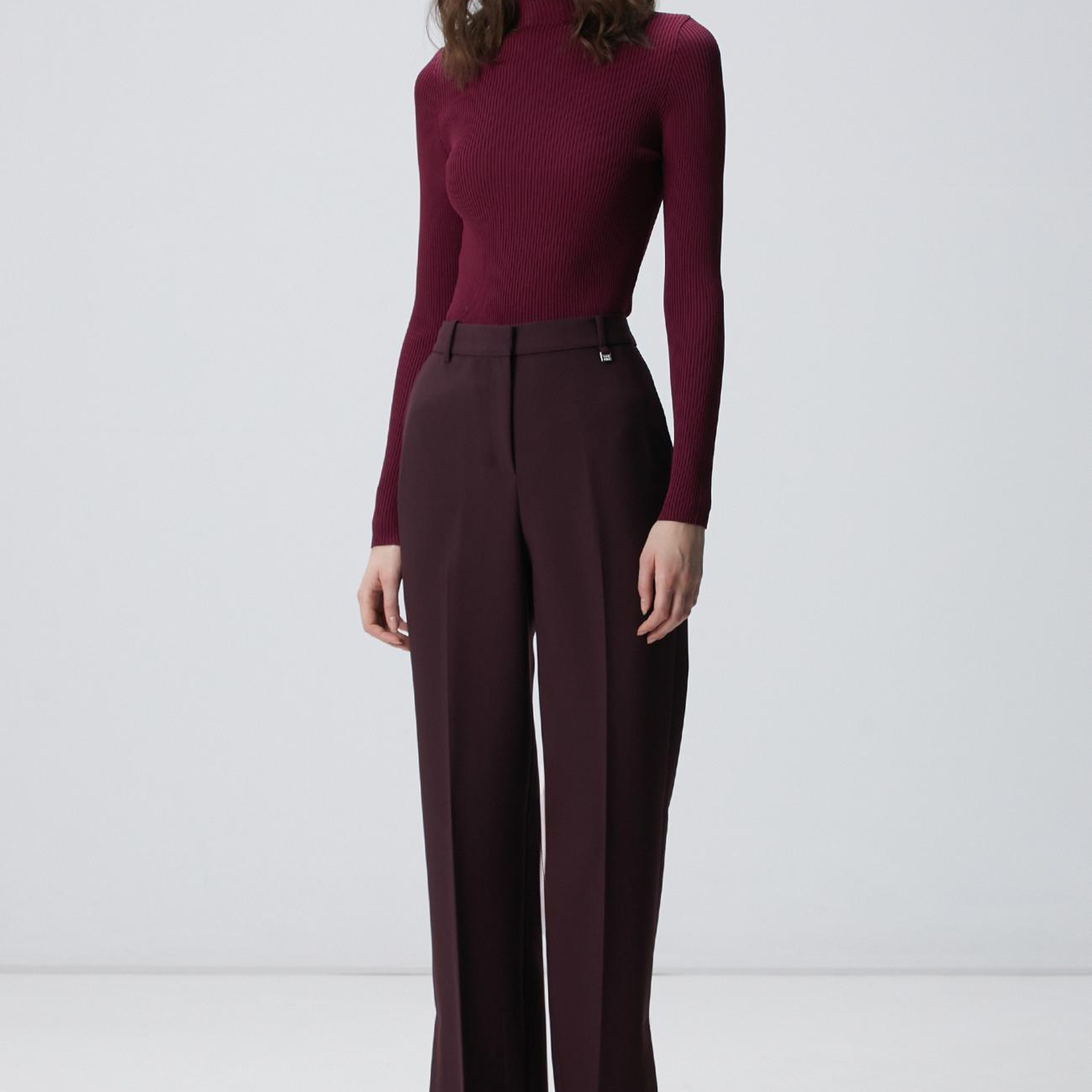 Network Kadın Bordo İnce Ribana Örgü Kazak