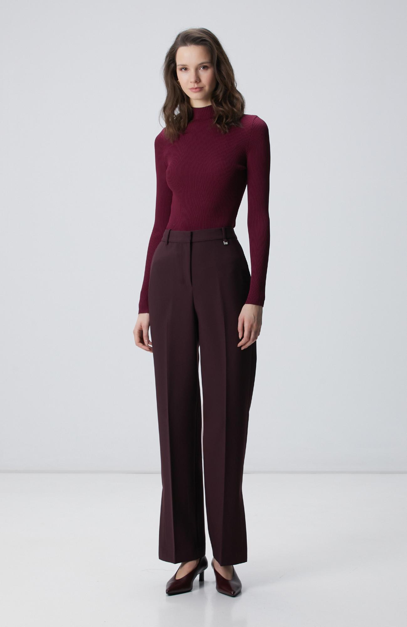 Network Kadın Bordo İnce Ribana Örgü Kazak