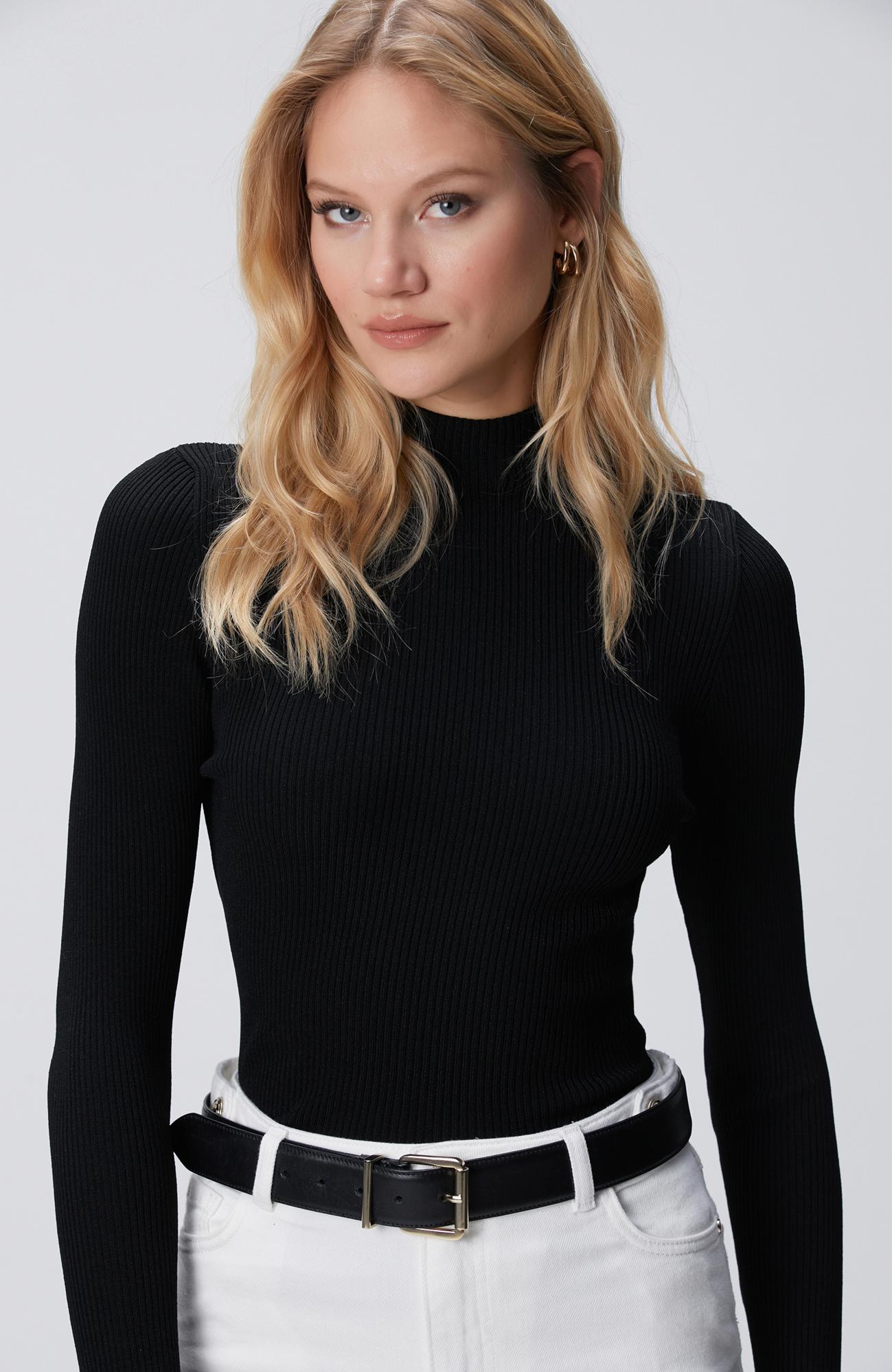 Network Kadın Siyah Rayon Basic Kazak