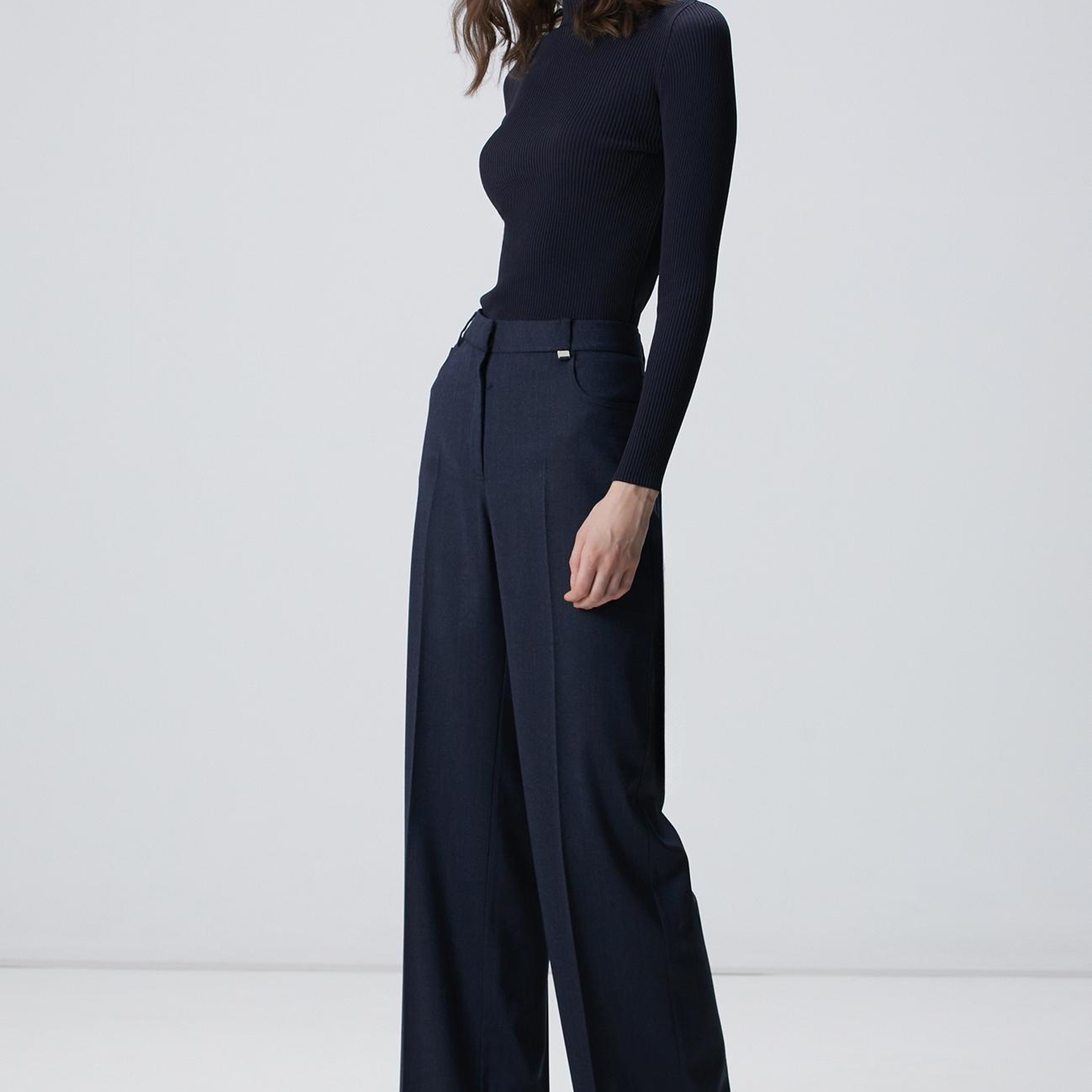 Network Kadın Lacivert İnce Ribana Örgü Kazak