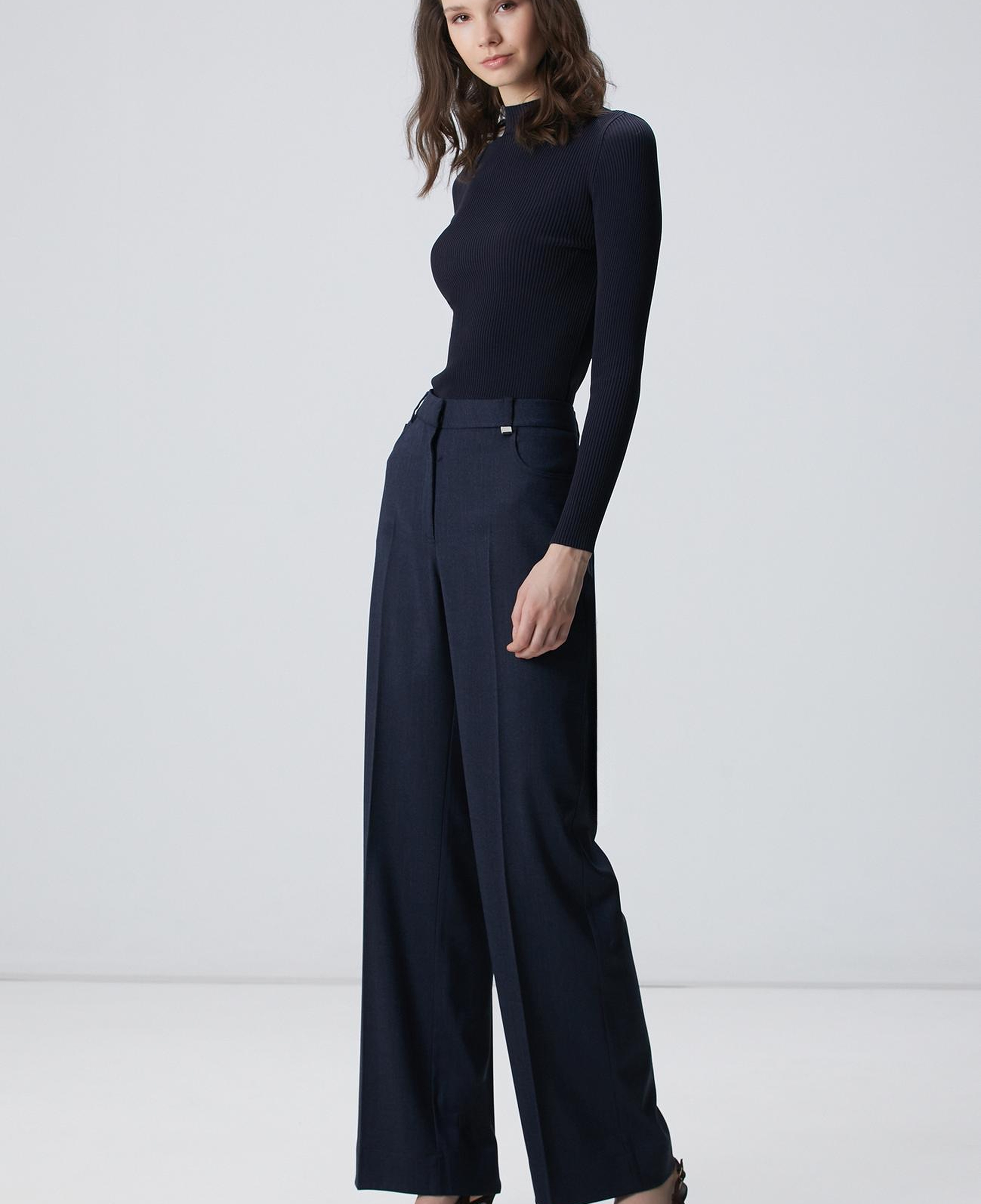 Network Kadın Lacivert İnce Ribana Örgü Kazak