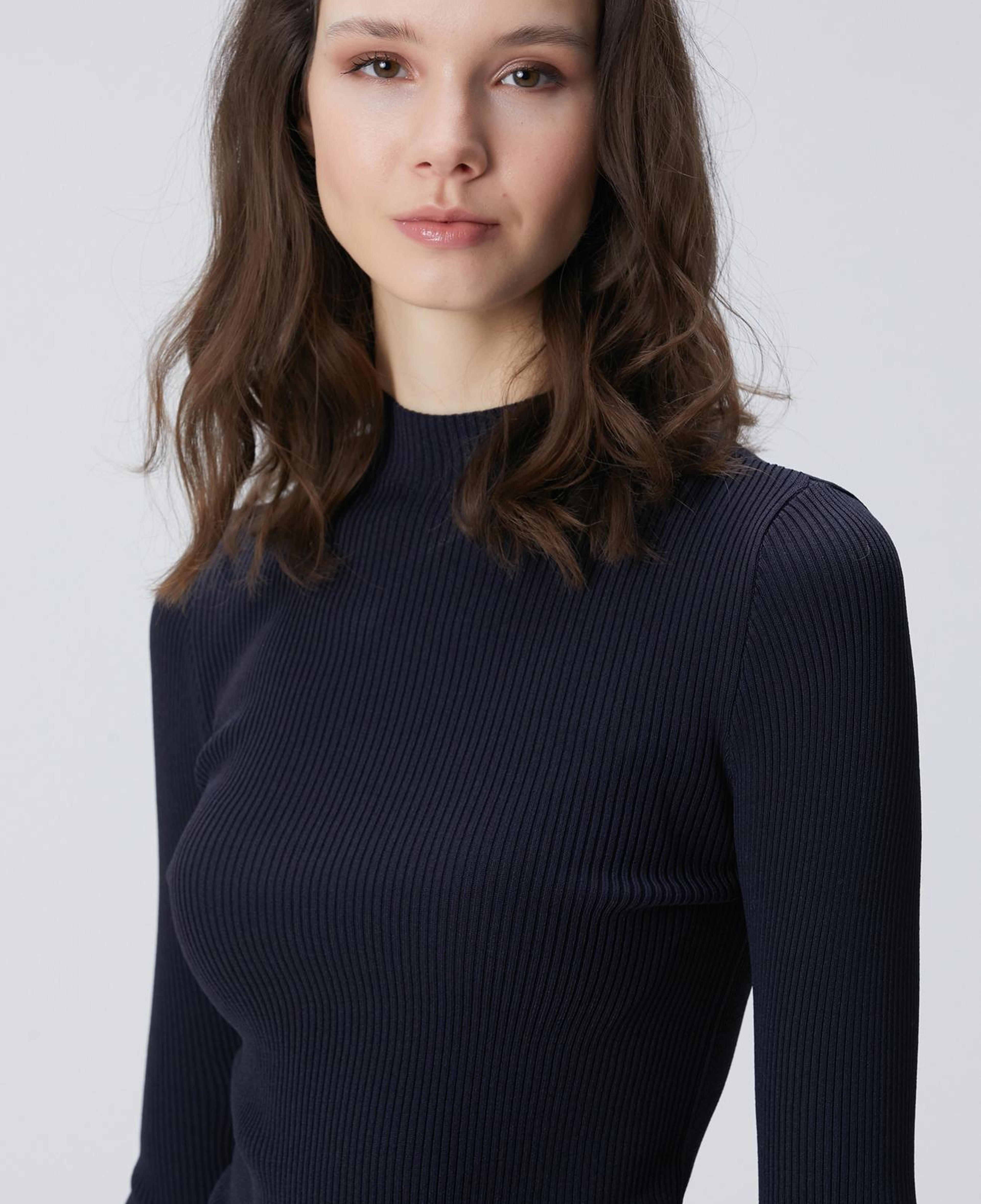 Network Kadın Lacivert İnce Ribana Örgü Kazak