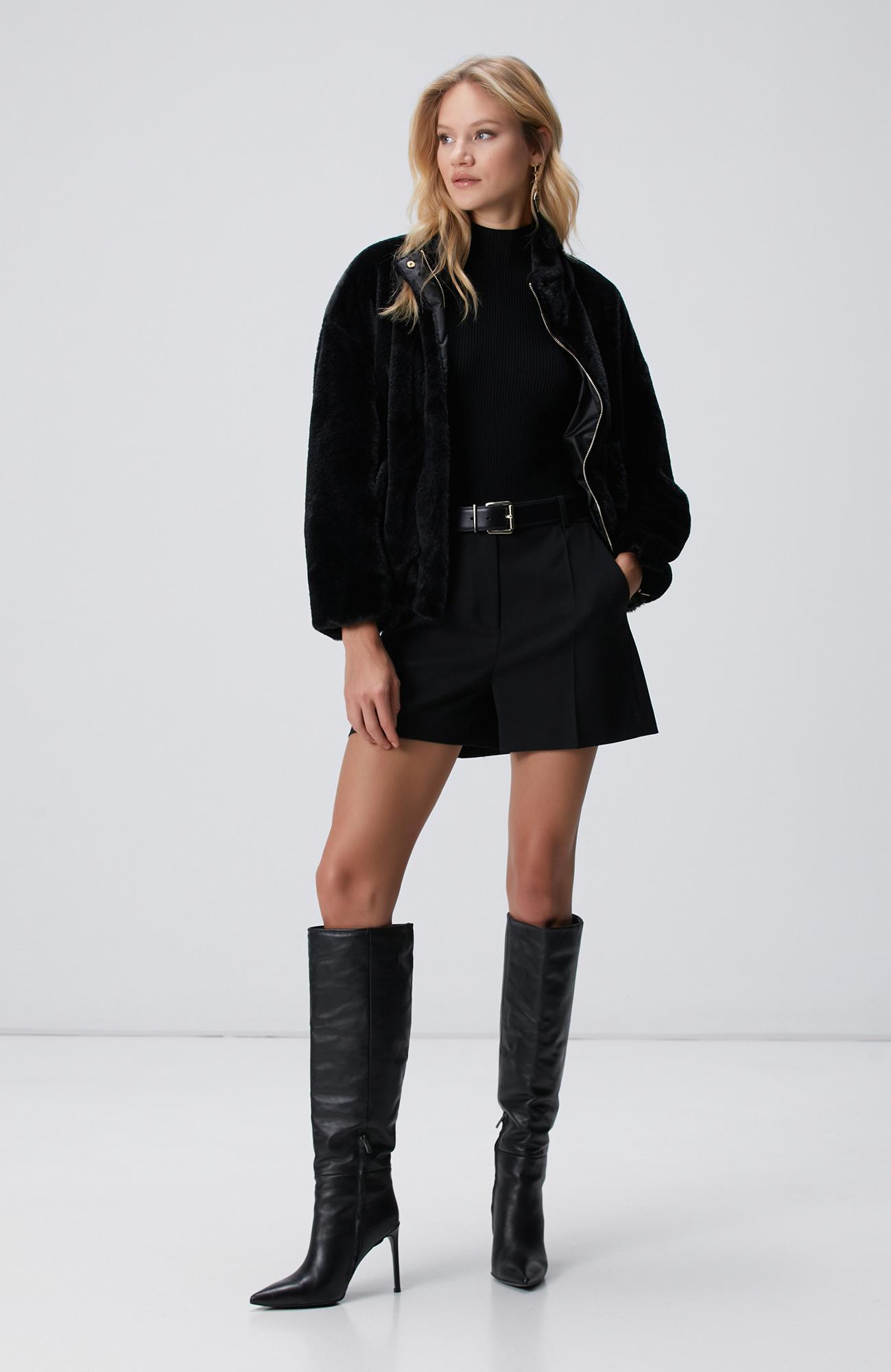 Network Kadın Siyah Rayon Basic Kazak