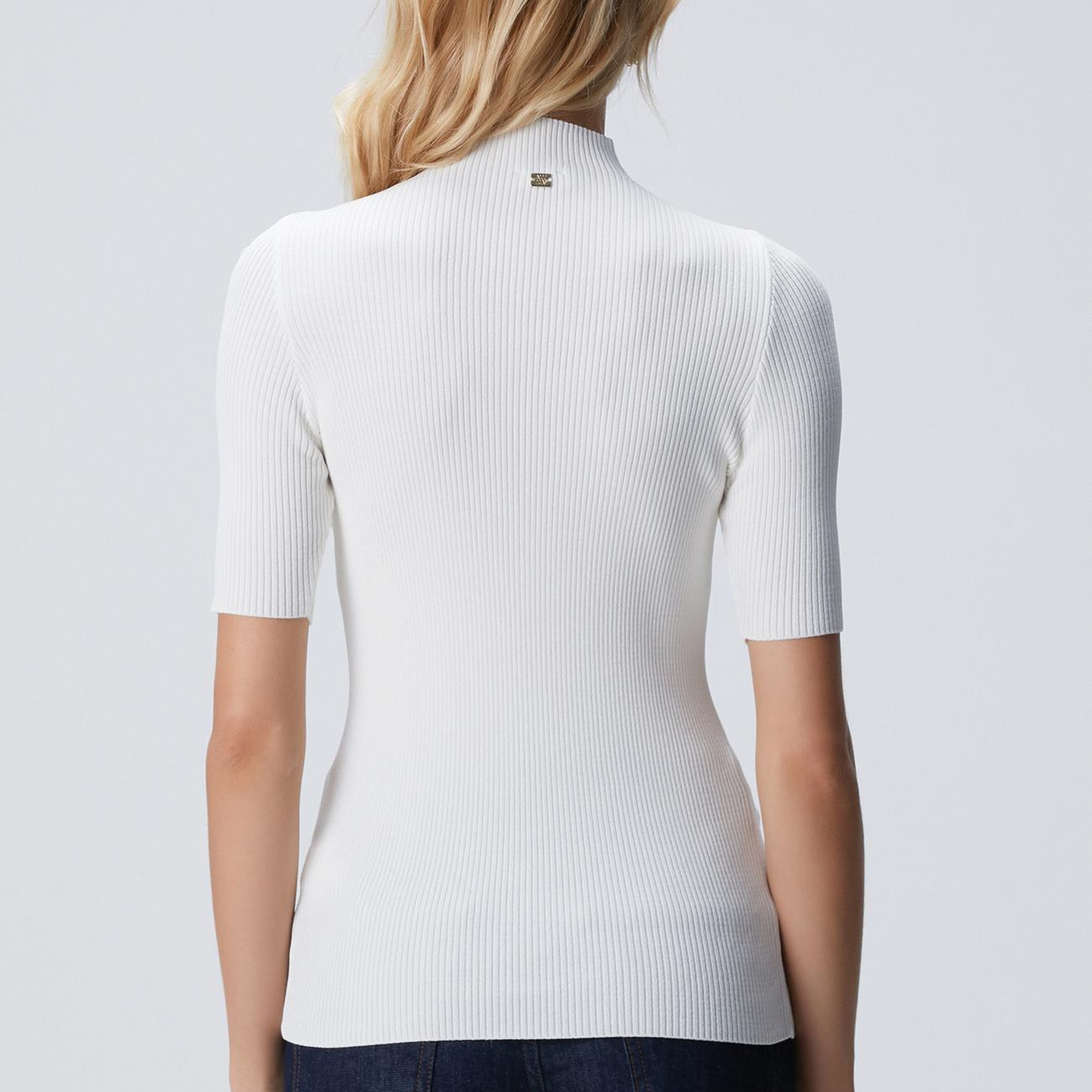 Network Kadın Kırık Beyaz Örgülü Dik Yaka Rayon Basic Kazak