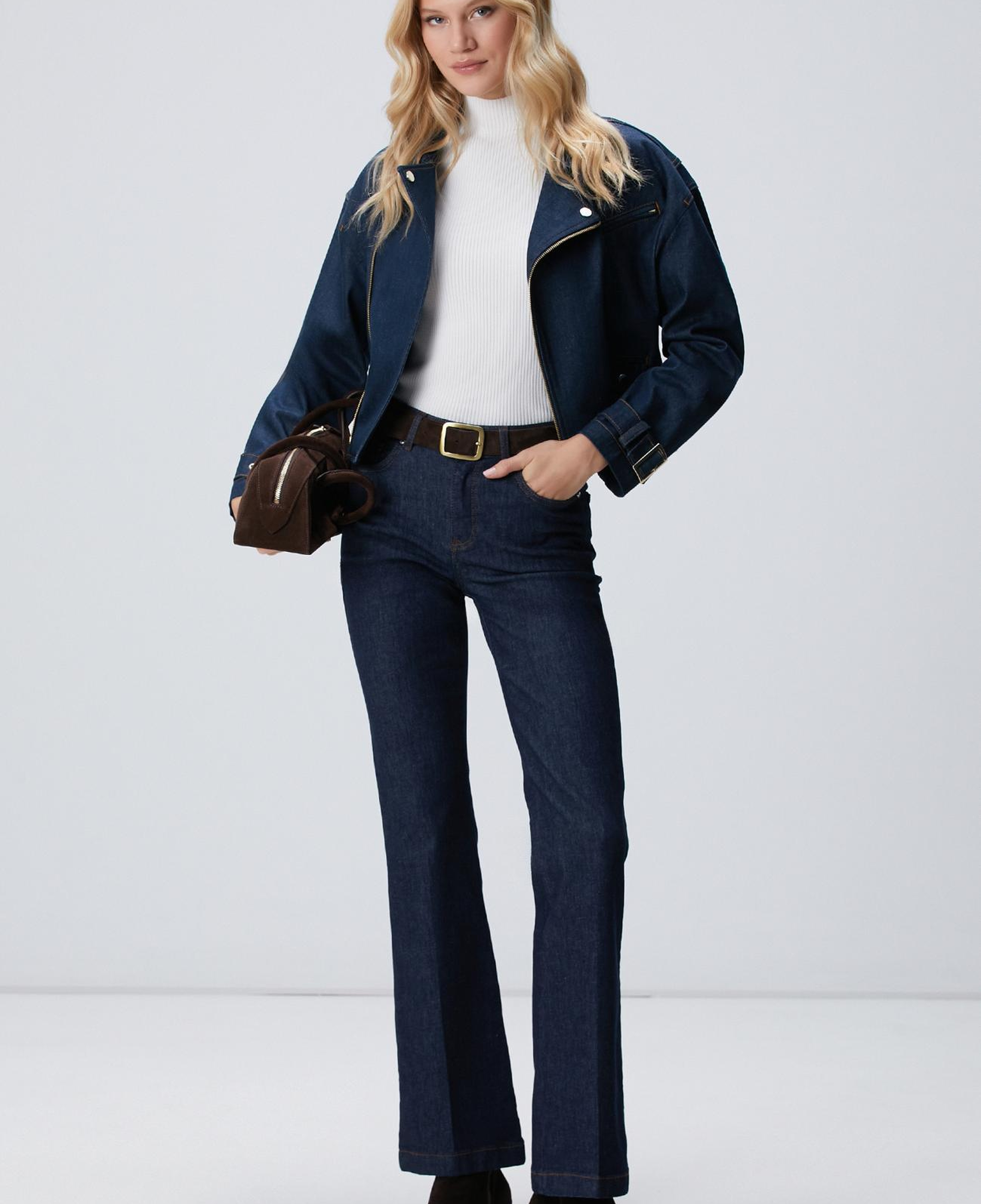 Network Kadın Kırık Beyaz Örgülü Dik Yaka Rayon Basic Kazak