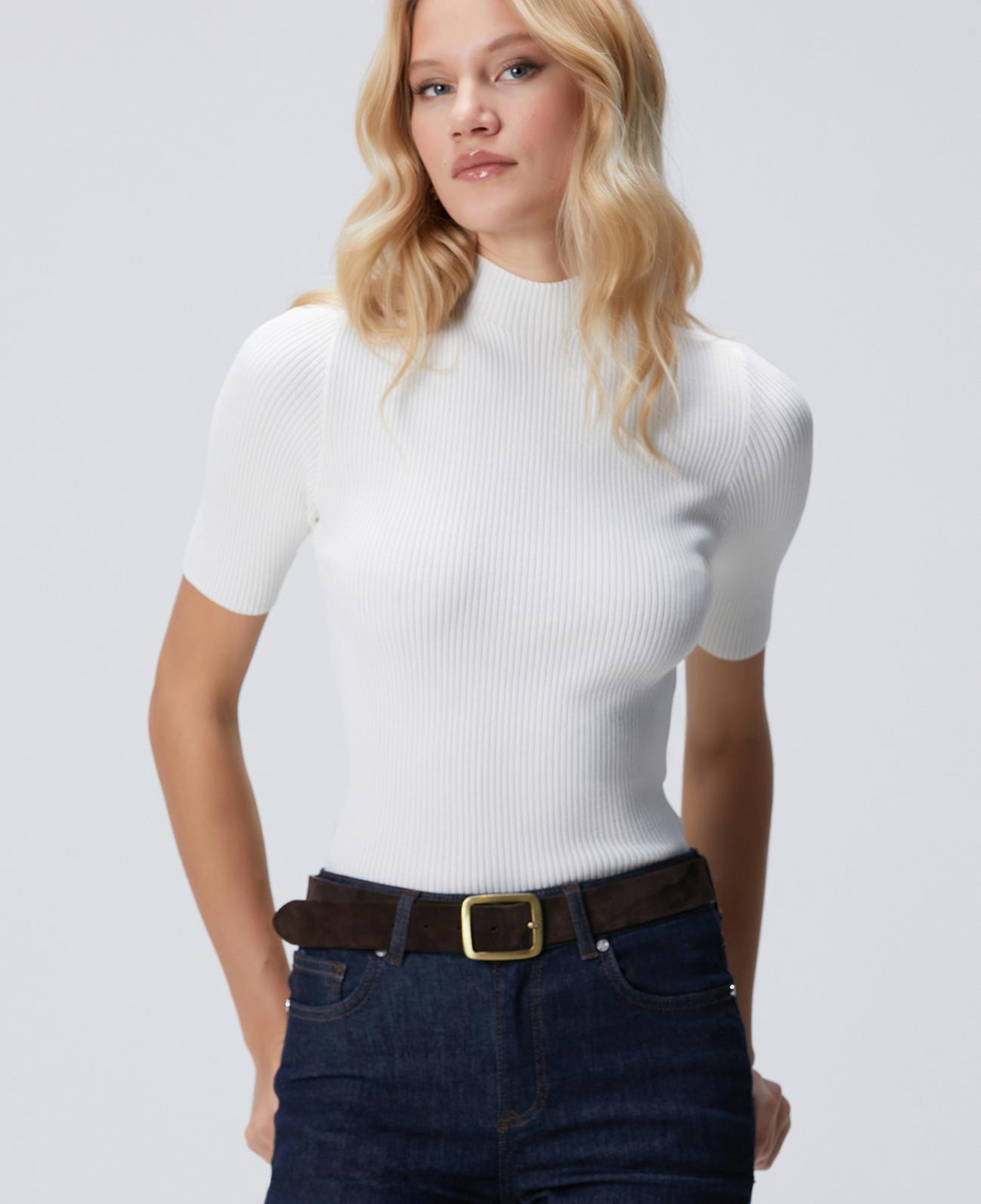 Network Kadın Kırık Beyaz Örgülü Dik Yaka Rayon Basic Kazak