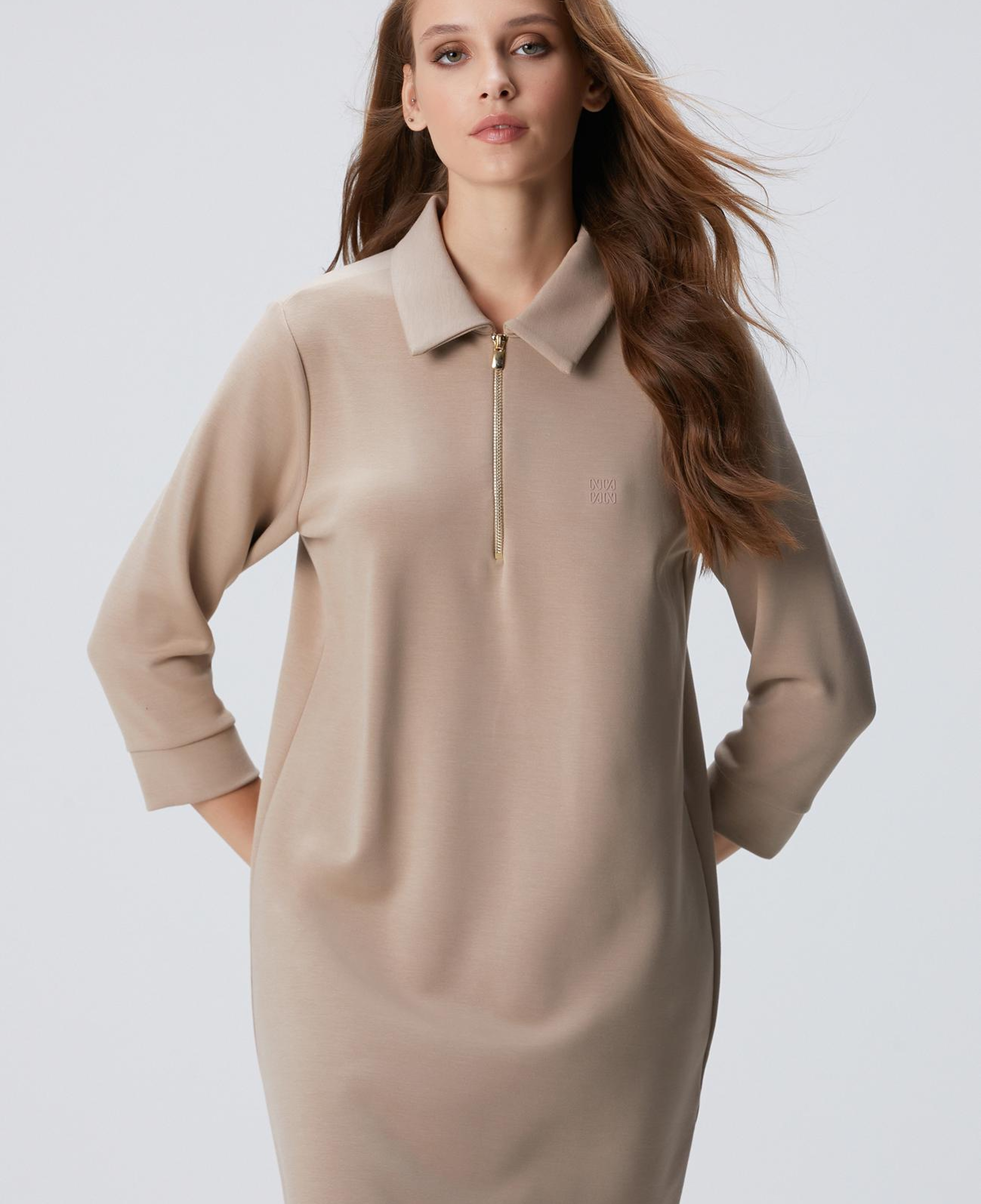 Network Kadın Vizon Polo Örme Elbise