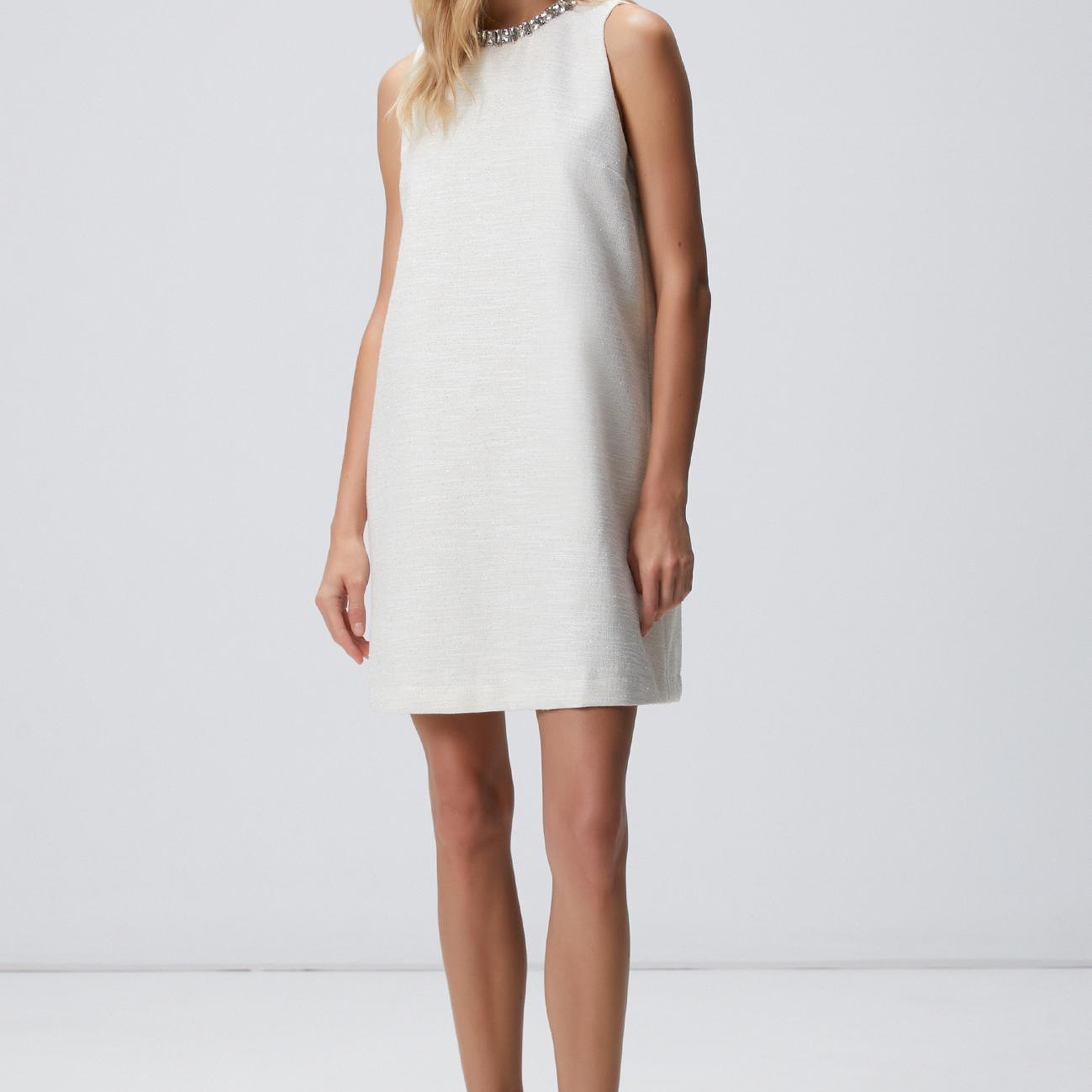 Network Kadın Kırık Beyaz Mini Tweed Elbise