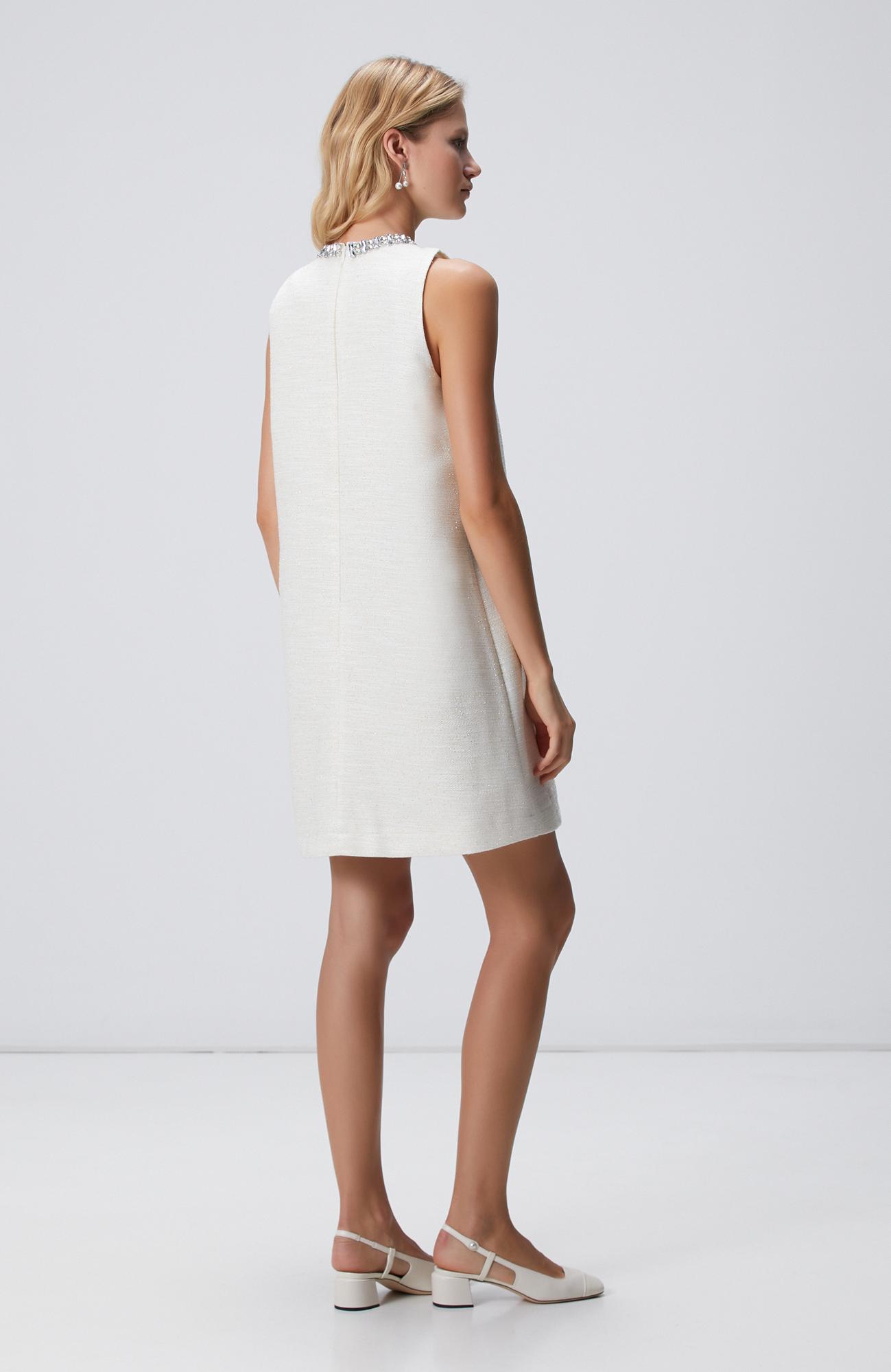 Network Kadın Kırık Beyaz Mini Tweed Elbise