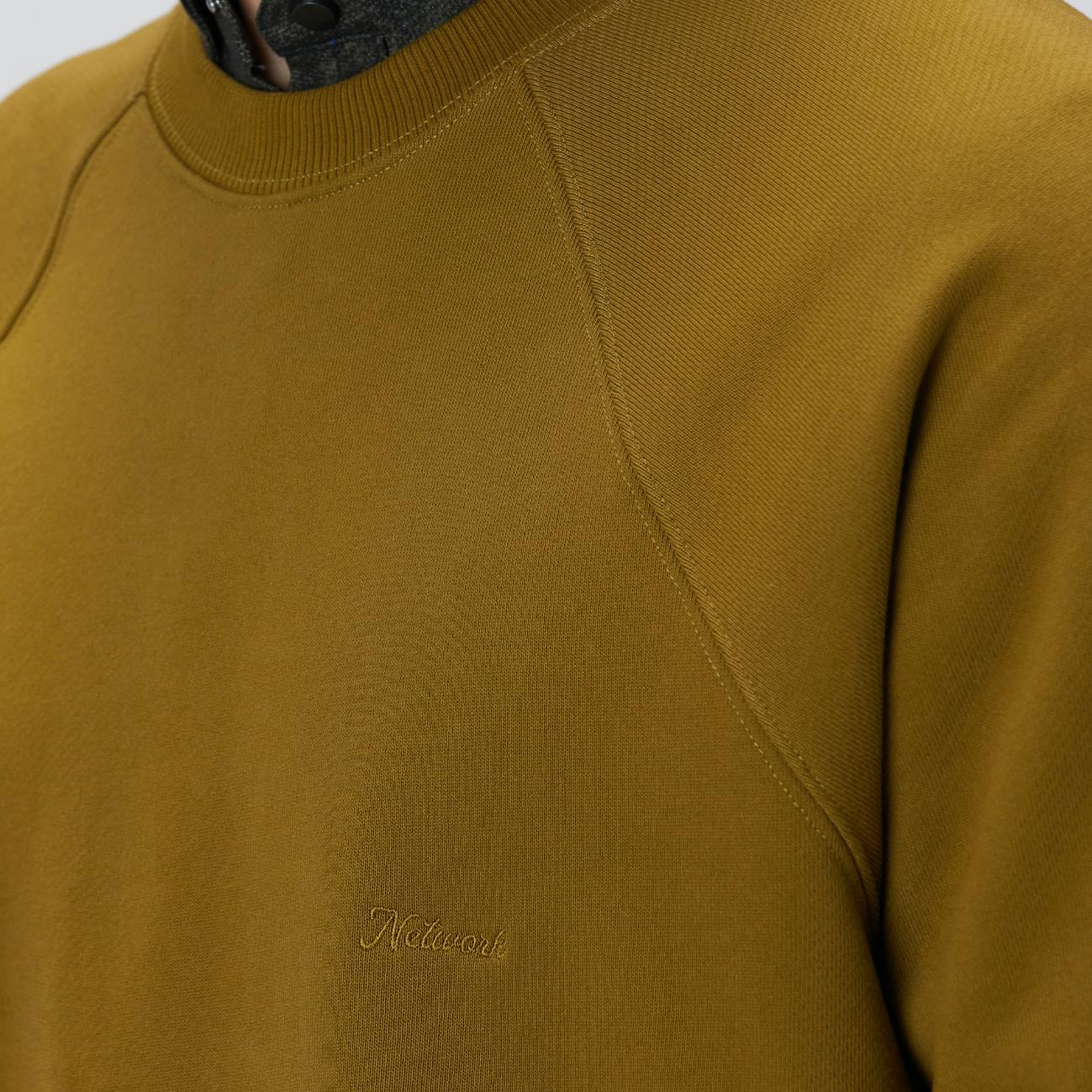 Network Erkek Yağ Yeşili Nakış Detaylı Sweatshirt