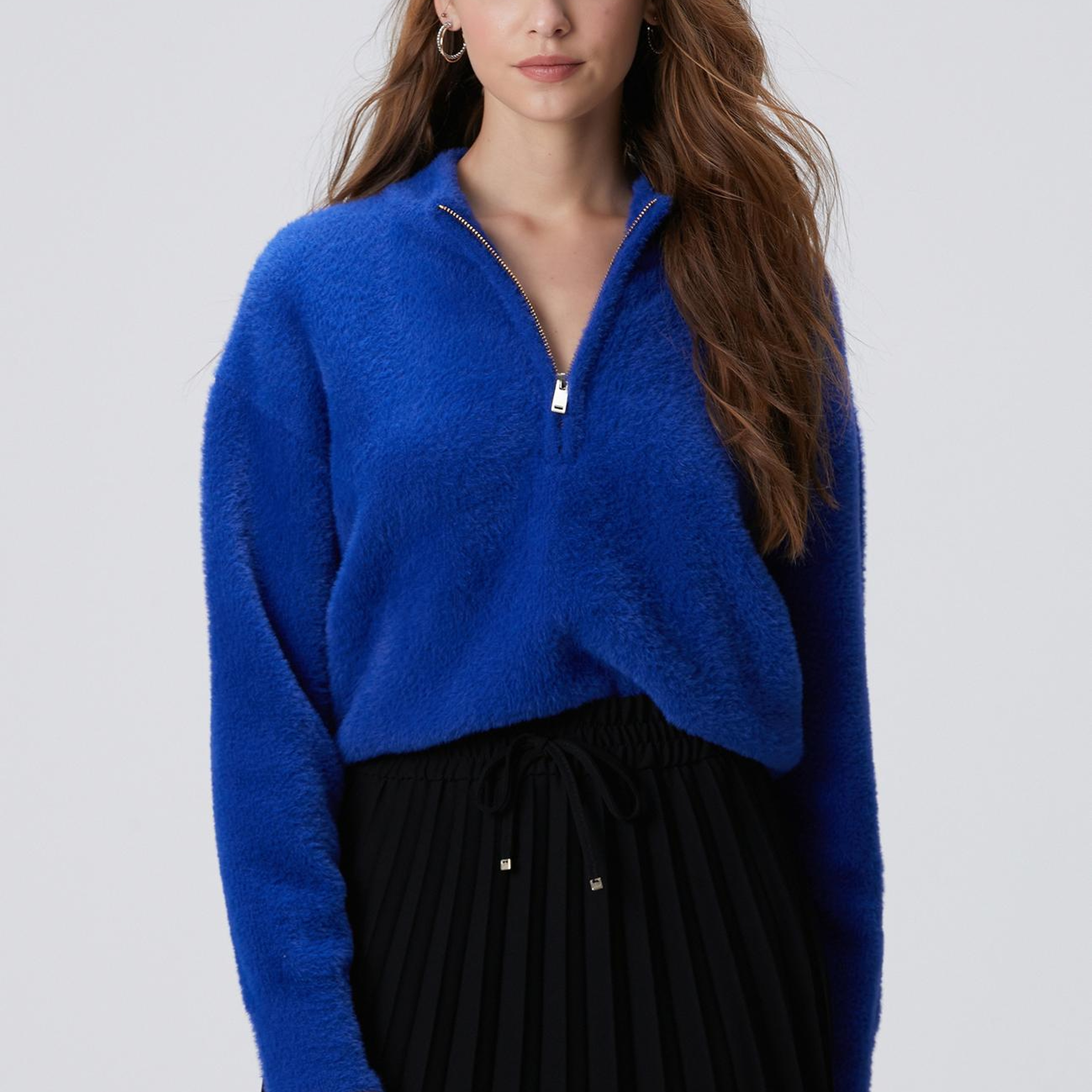 Network Kadın Saks Yumuşak Dokulu Triko Kazak