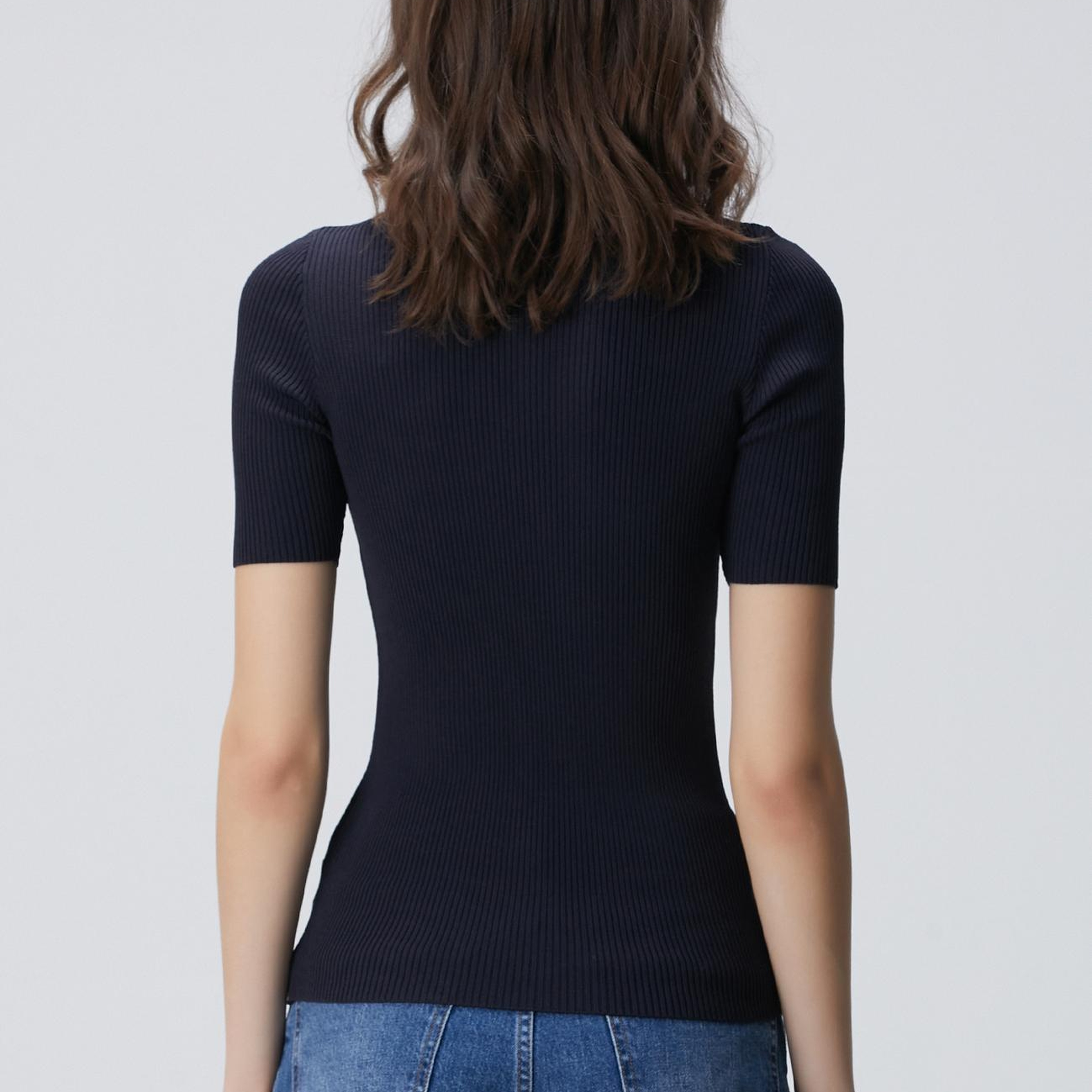 Network Kadın Lacivert Örgülü Dik Yaka Rayon Basic Kazak