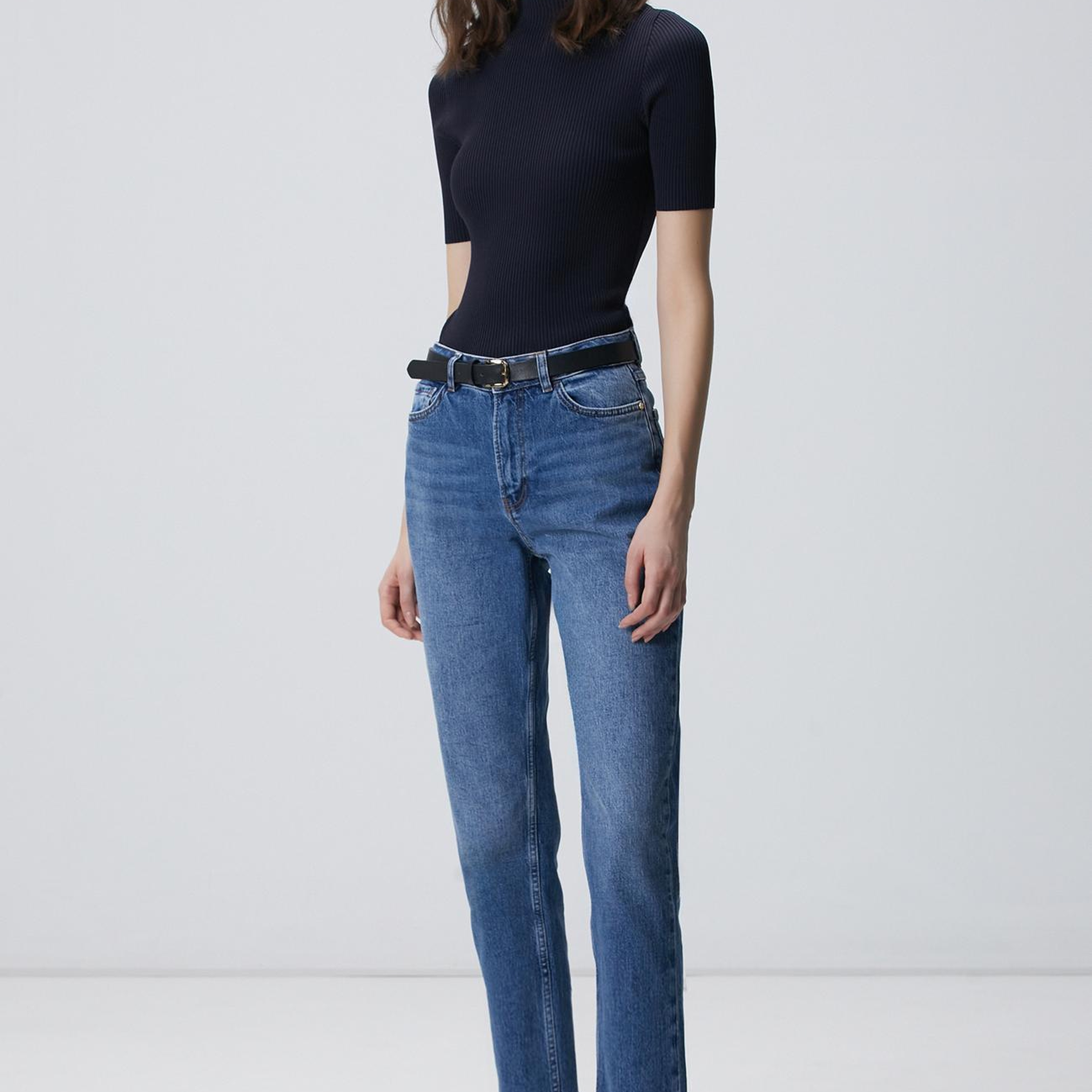 Network Kadın Lacivert Örgülü Dik Yaka Rayon Basic Kazak