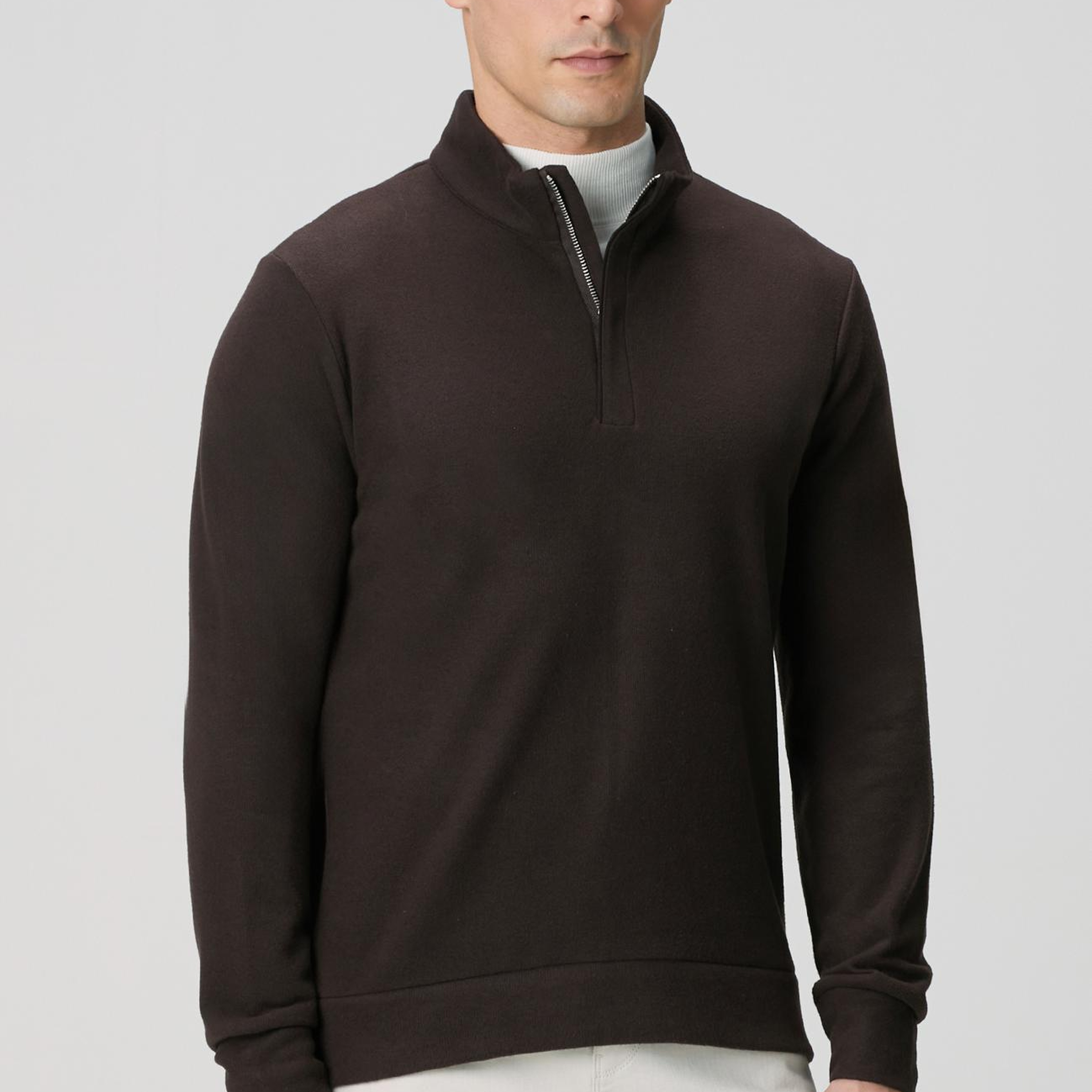Network Erkek Acı Kahve Süet Garni Detaylı Sweatshirt