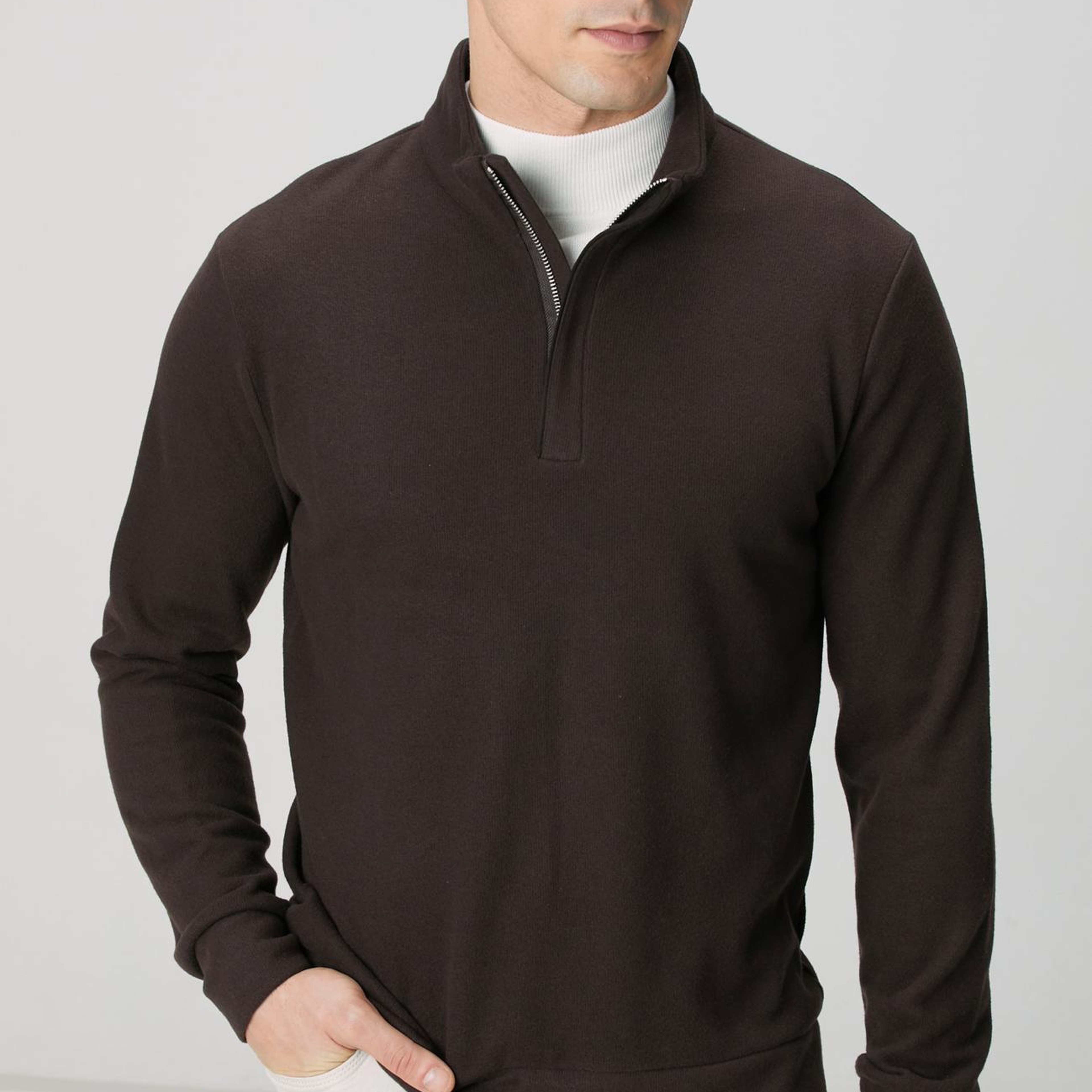 Network Erkek Acı Kahve Süet Garni Detaylı Sweatshirt