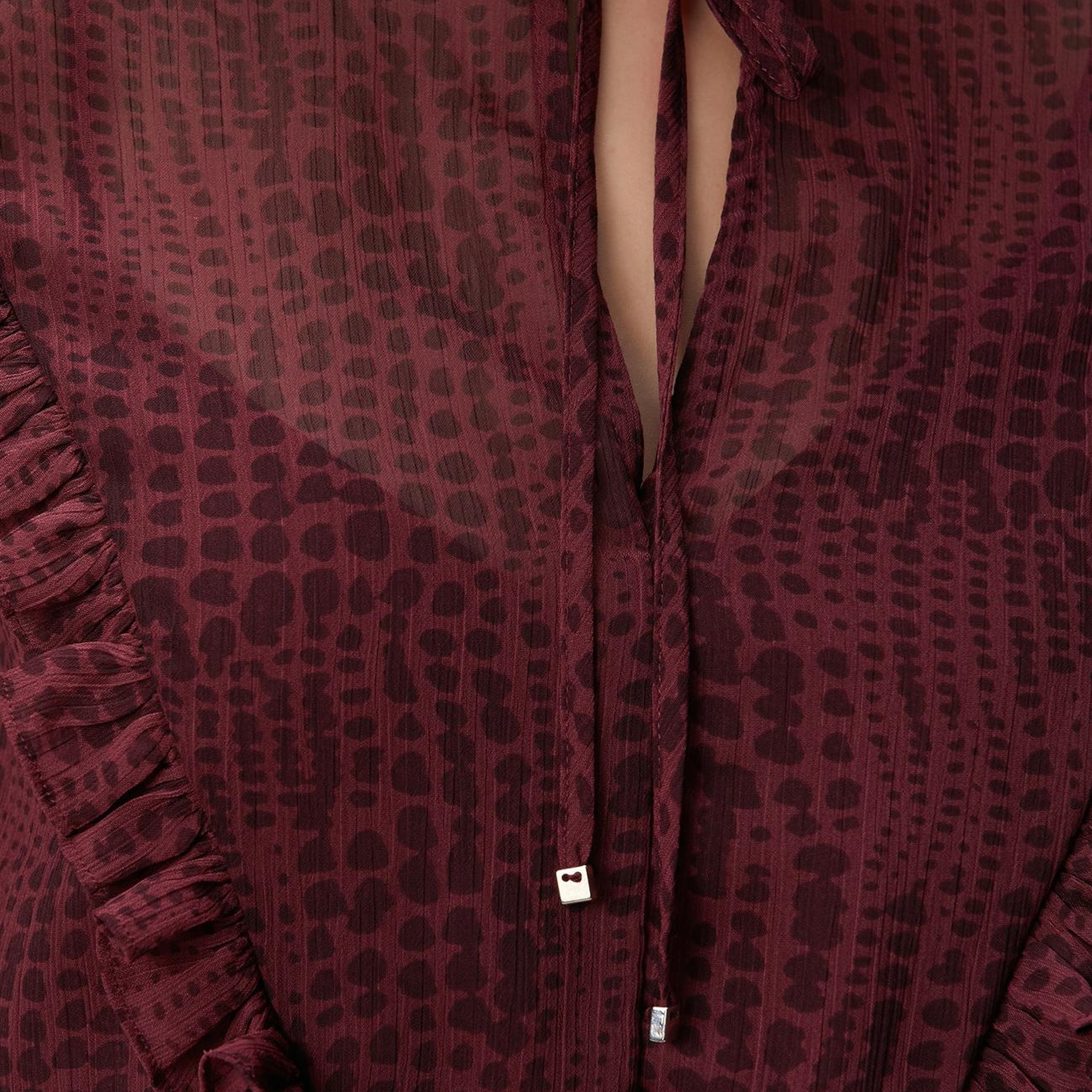 Network Kadın Bordo Desenli Mini Elbise