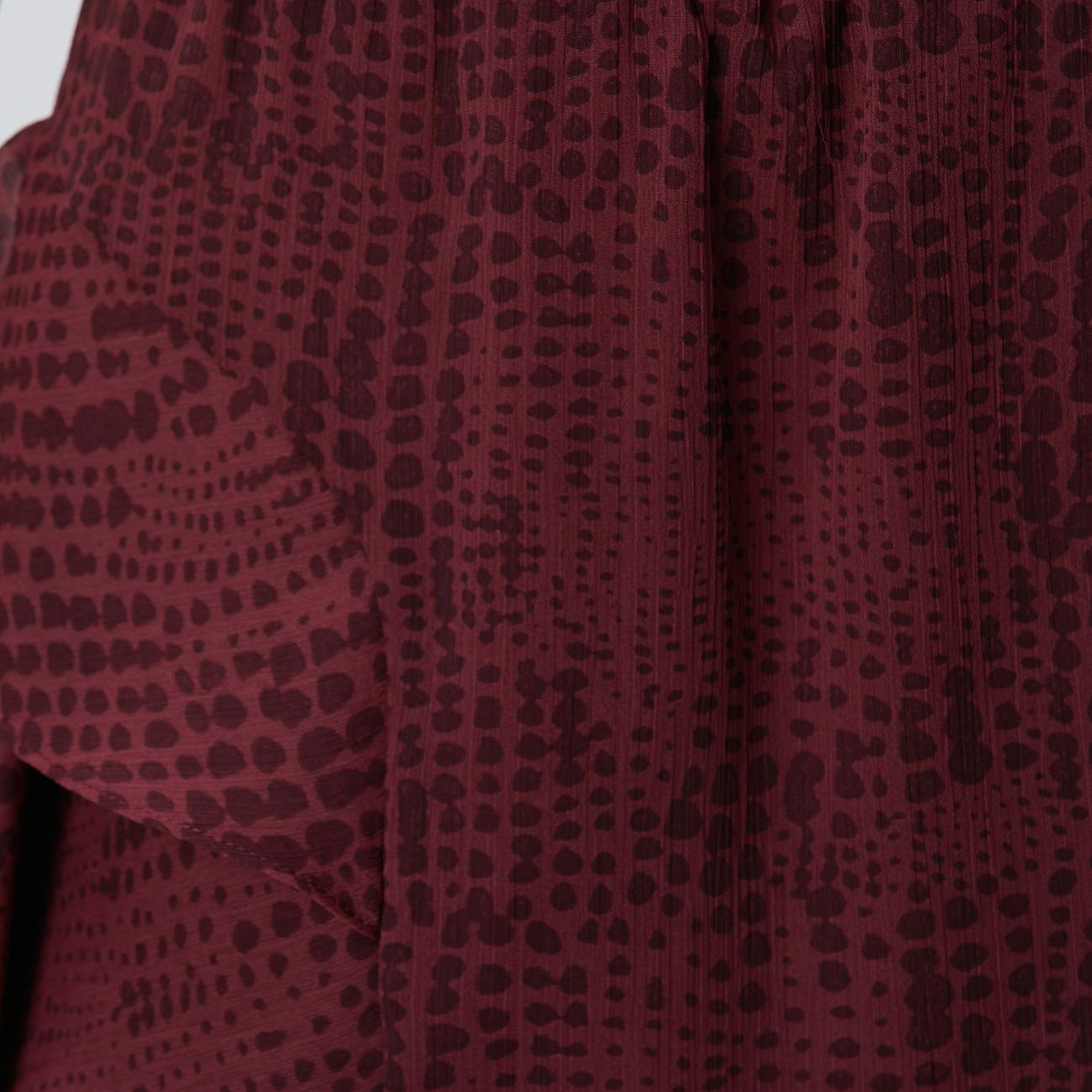 Network Kadın Bordo Desenli Mini Şifon Etek