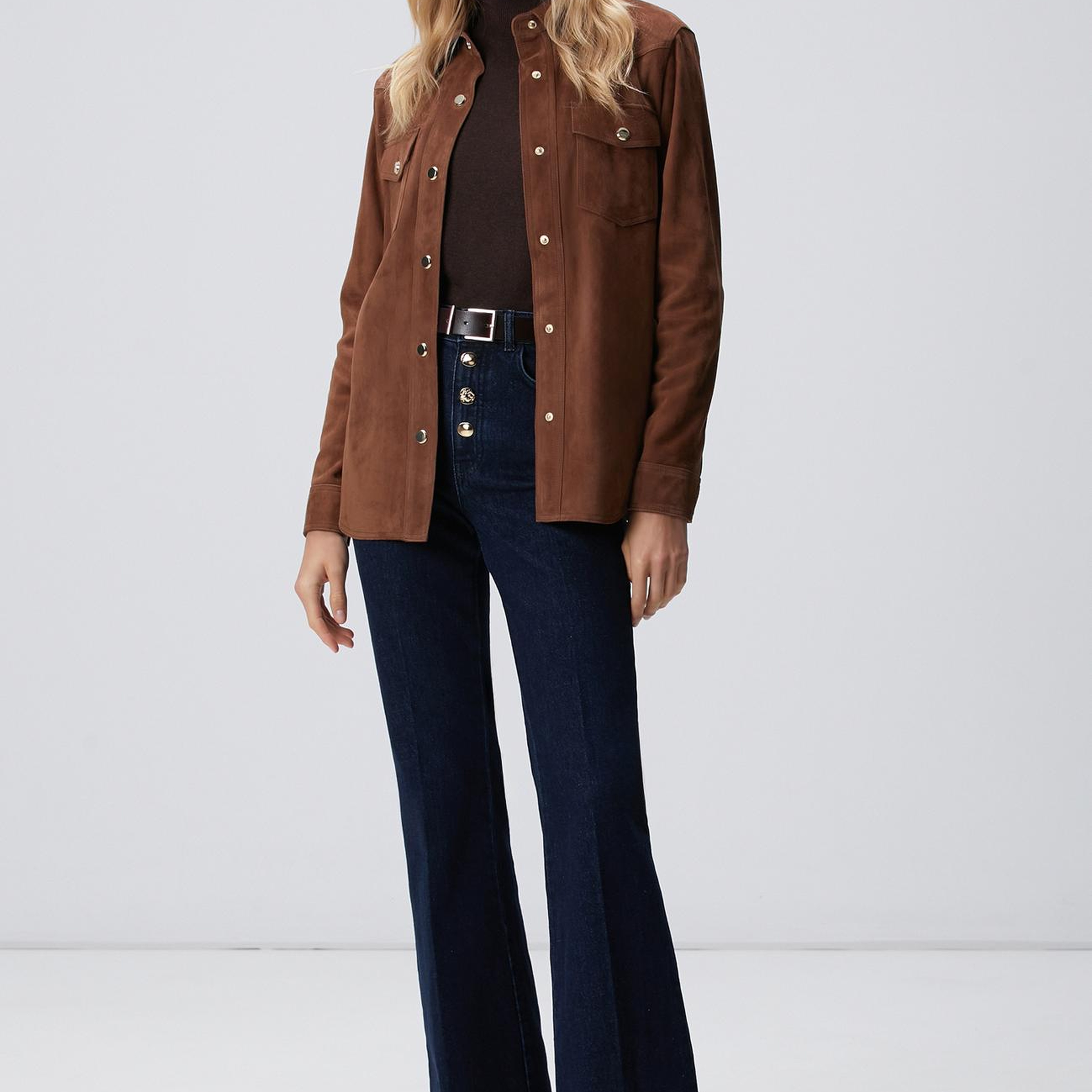 Network Kadın Kahverengi Süet Deri Gömlek