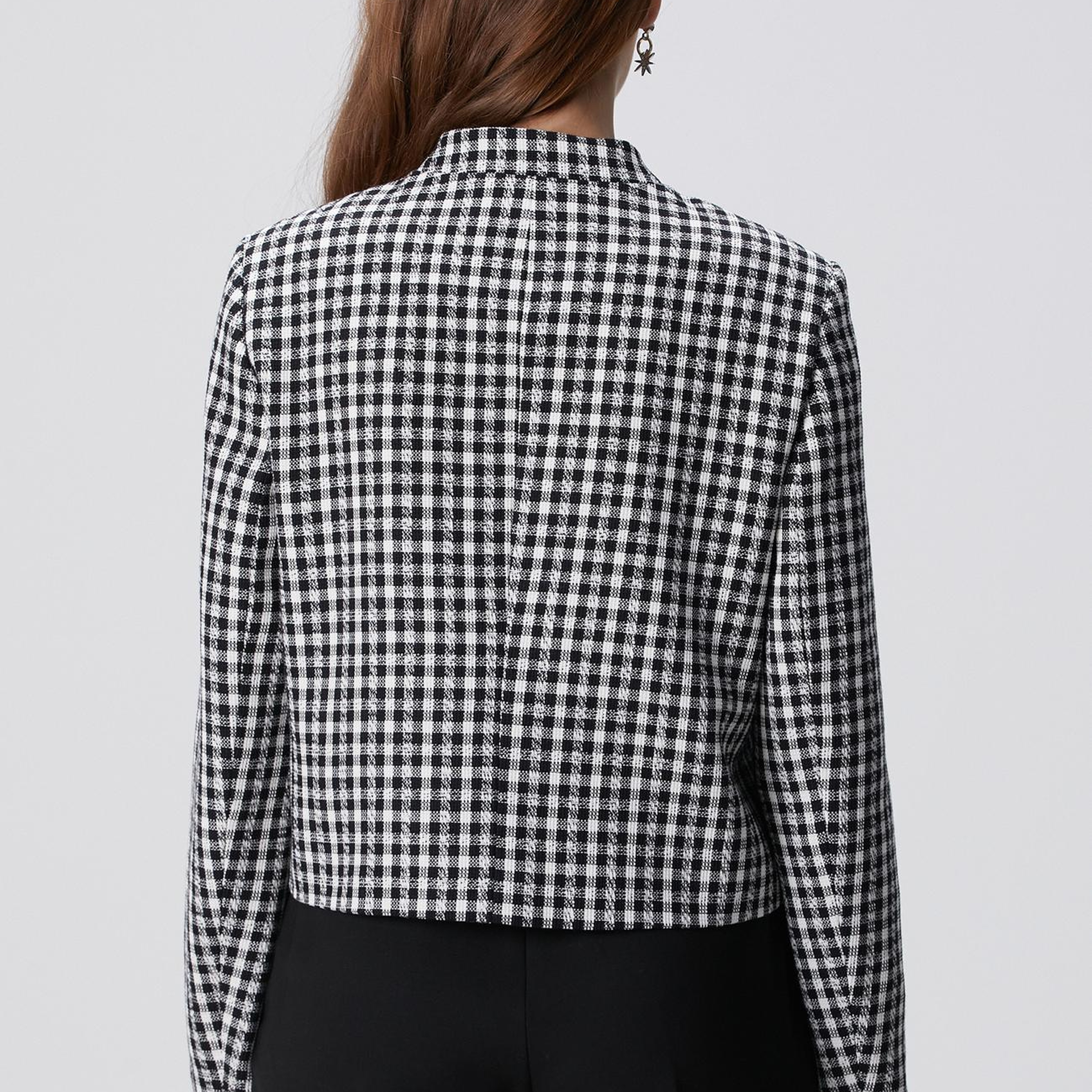 Network Kadın Siyah Beyaz Kazayağı Desenli Ceket