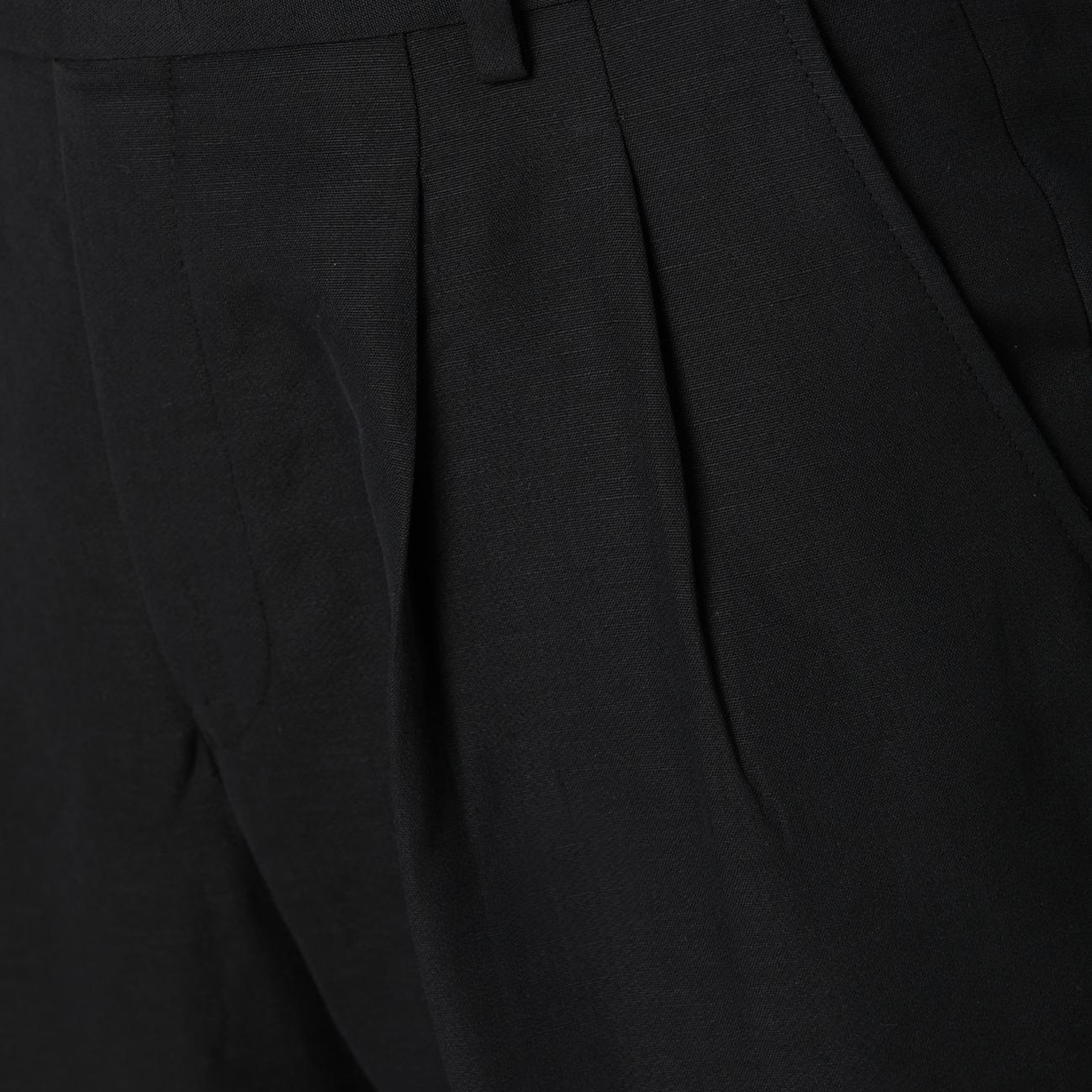 Network Erkek Siyah Diyagonal Desenli Keten Karışımlı Pantolon