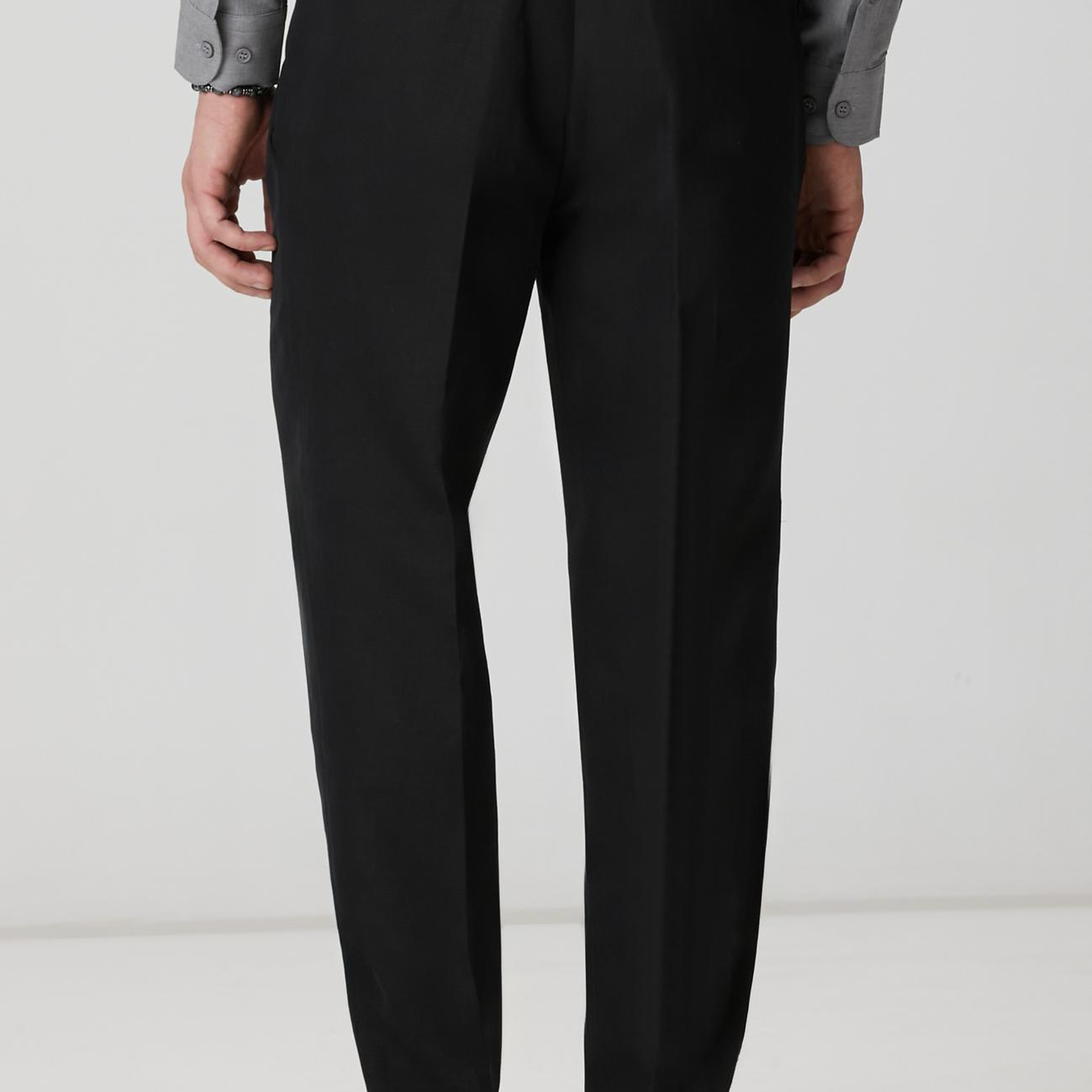 Network Erkek Siyah Diyagonal Desenli Keten Karışımlı Pantolon