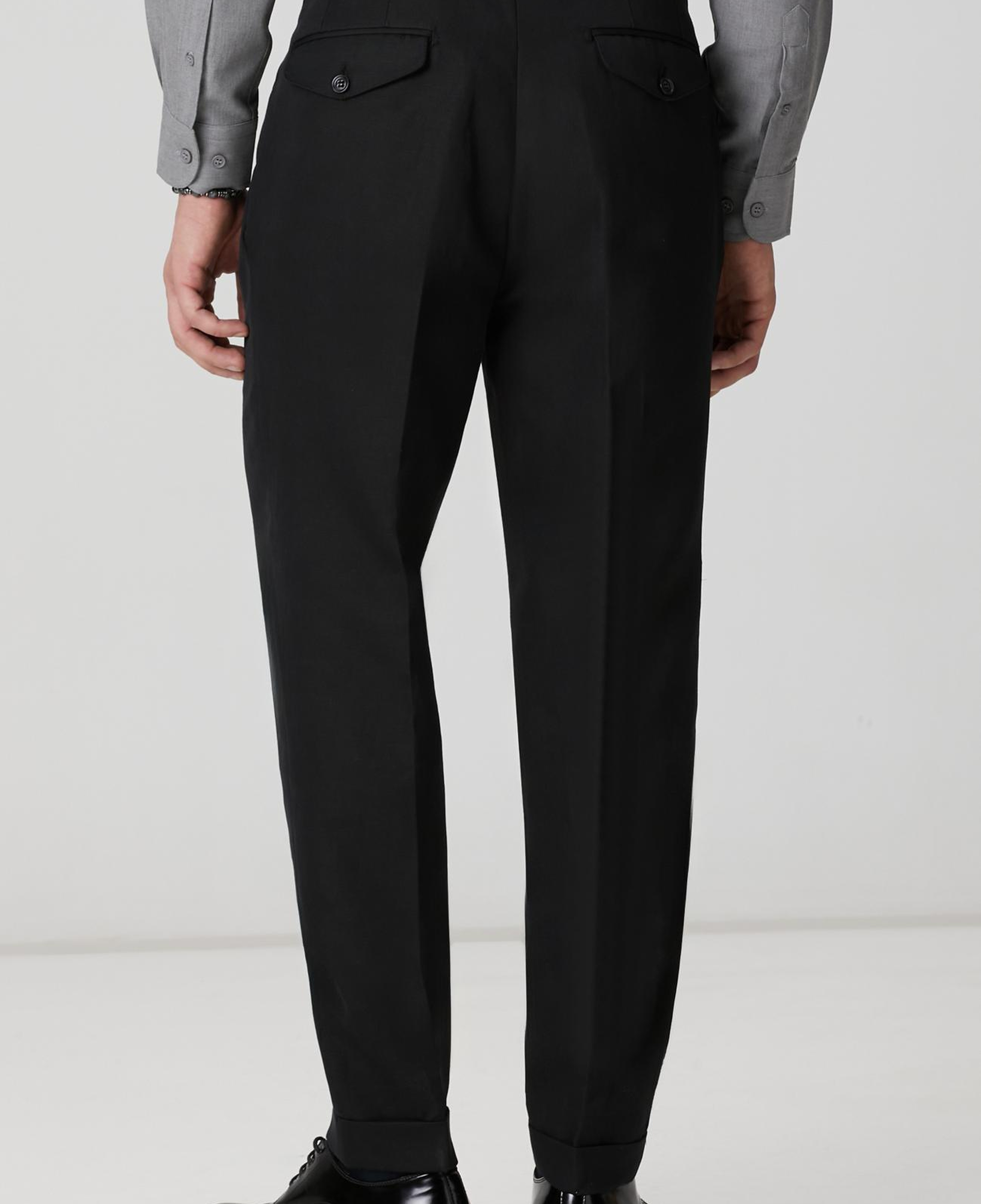 Network Erkek Siyah Diyagonal Desenli Keten Karışımlı Pantolon