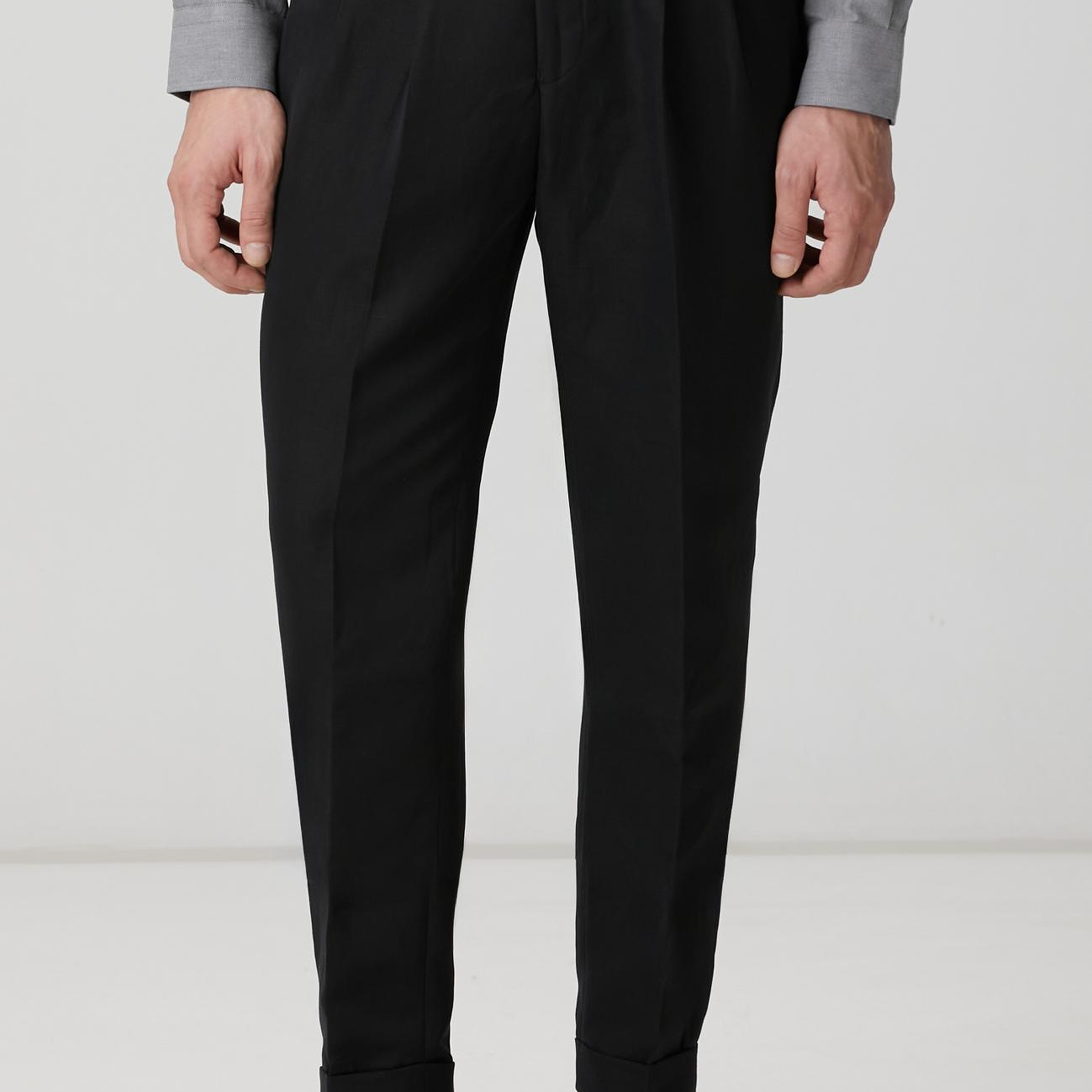 Network Erkek Siyah Diyagonal Desenli Keten Karışımlı Pantolon