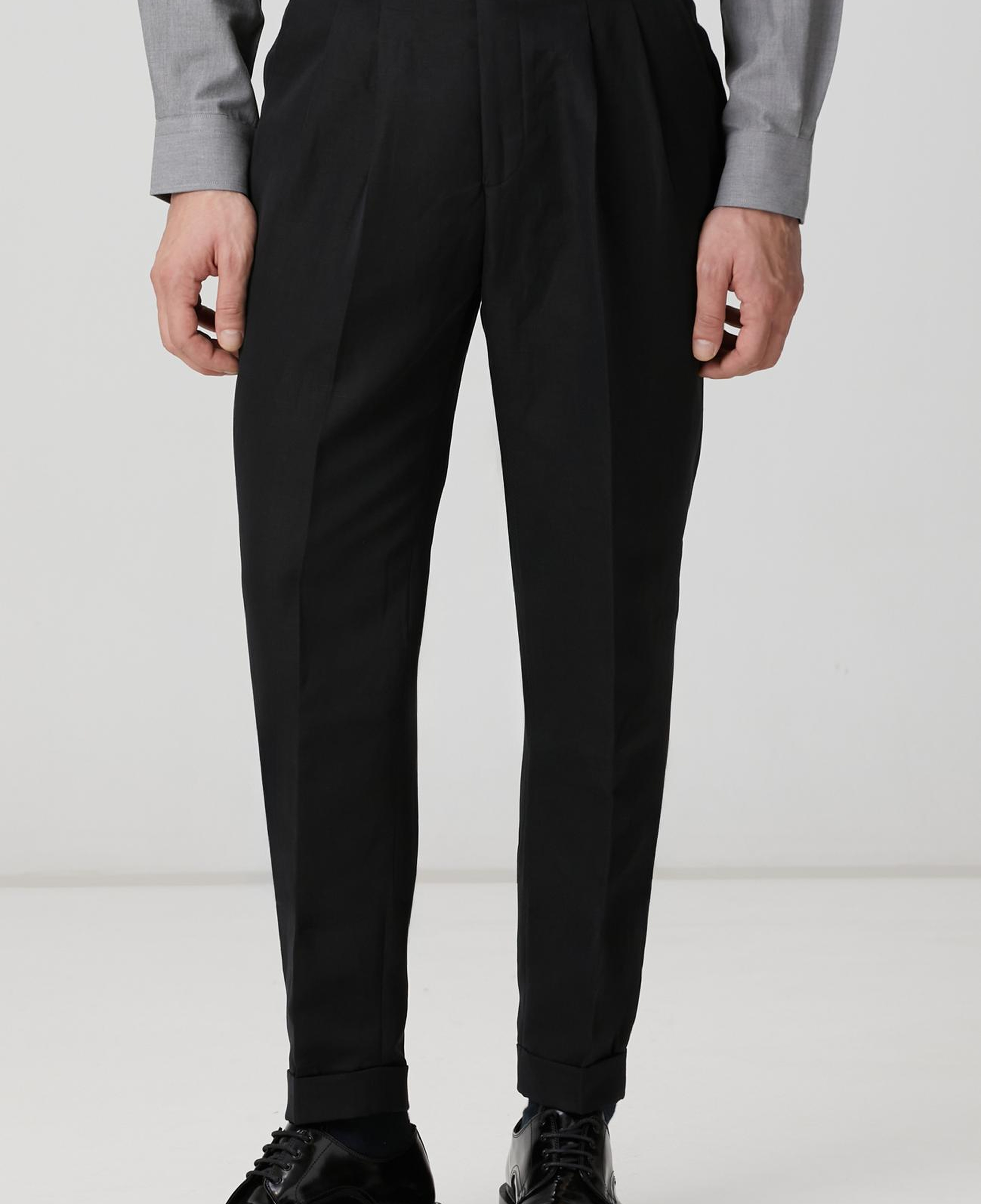 Network Erkek Siyah Diyagonal Desenli Keten Karışımlı Pantolon