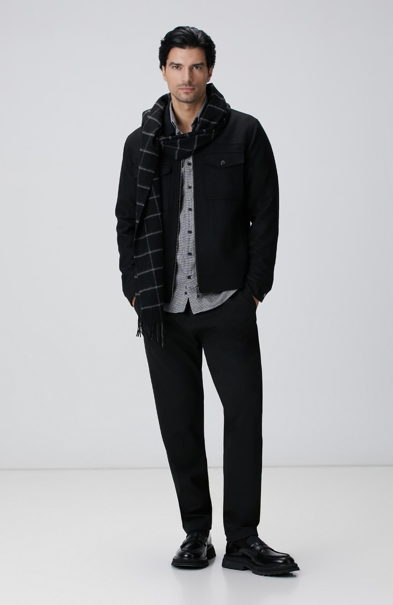 Network Erkek Siyah Beyaz Kaz Ayağı Desenli Gömlek