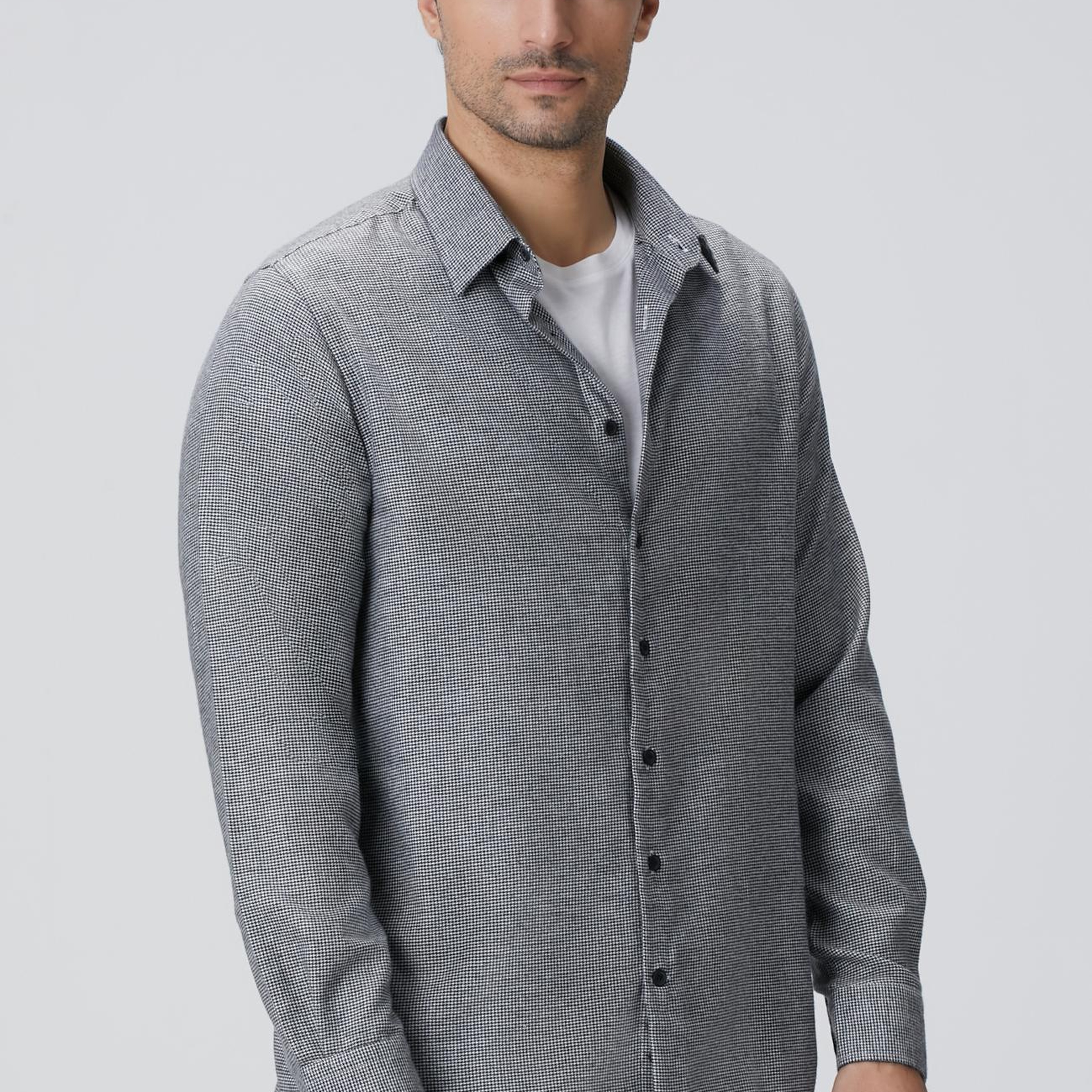 Network Erkek Siyah Beyaz Kaz Ayağı Desenli Gömlek