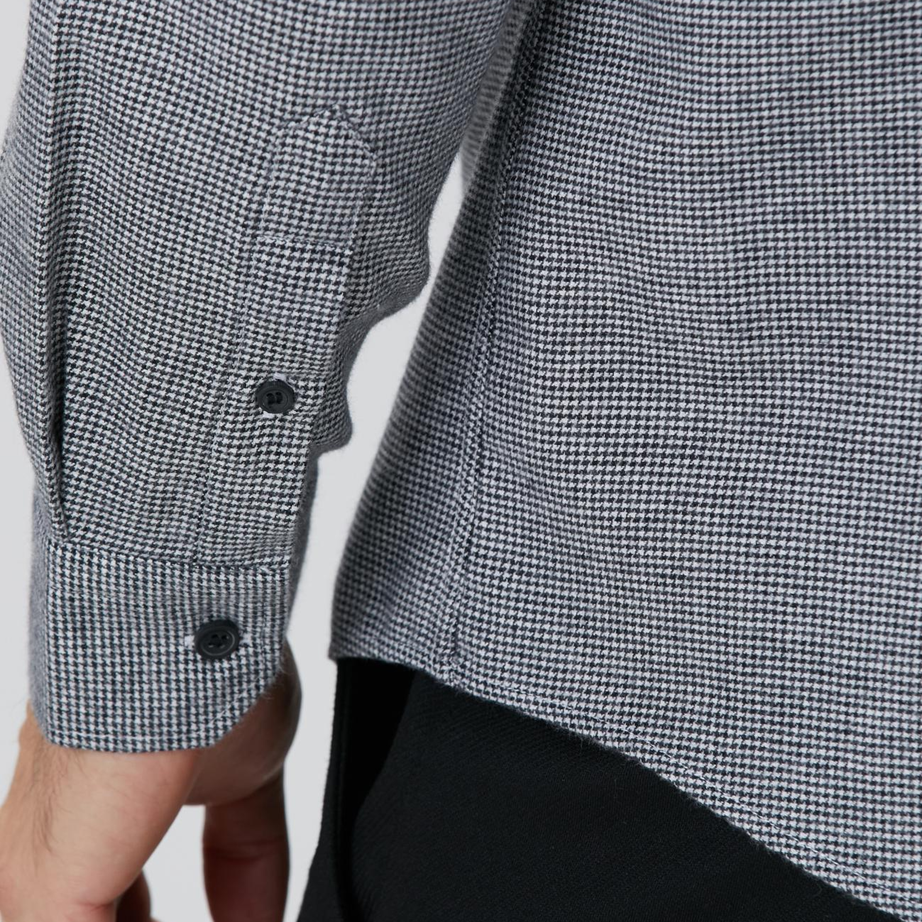 Network Erkek Siyah Beyaz Kaz Ayağı Desenli Gömlek