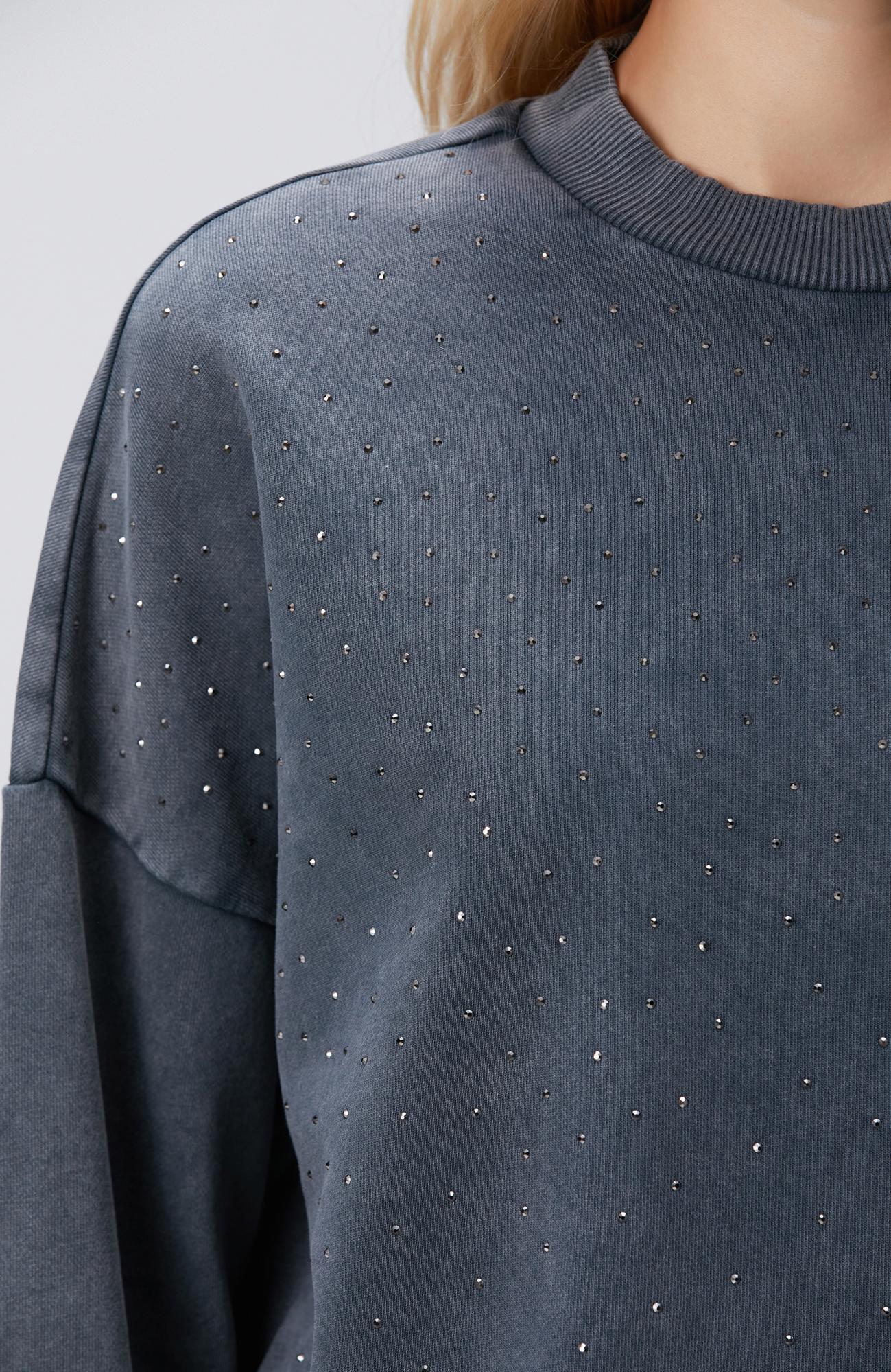 Network Kadın Antrasit Taşlı Sweatshirt