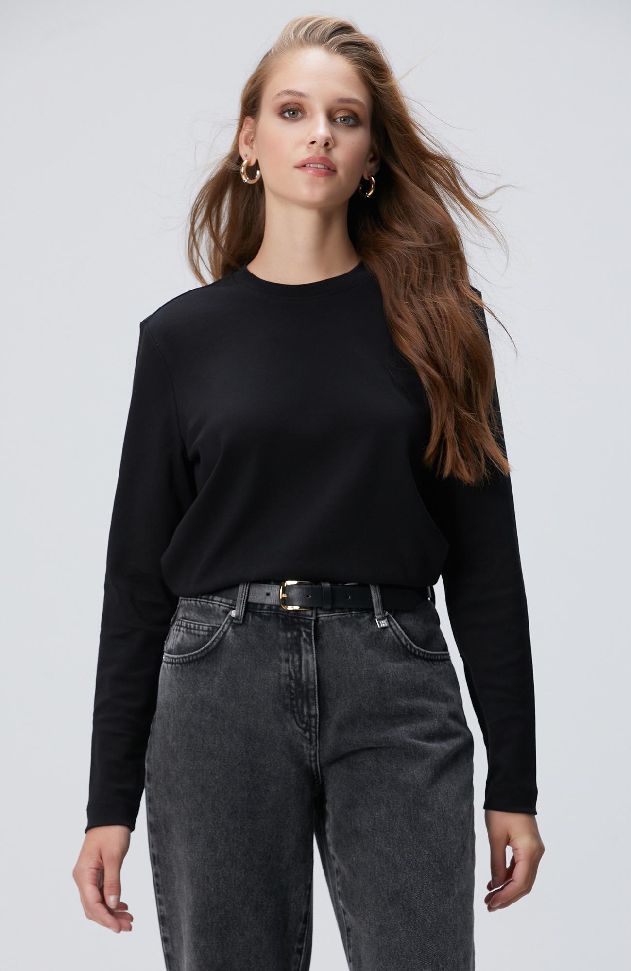 Network Kadın Siyah Basic Sweatshirt