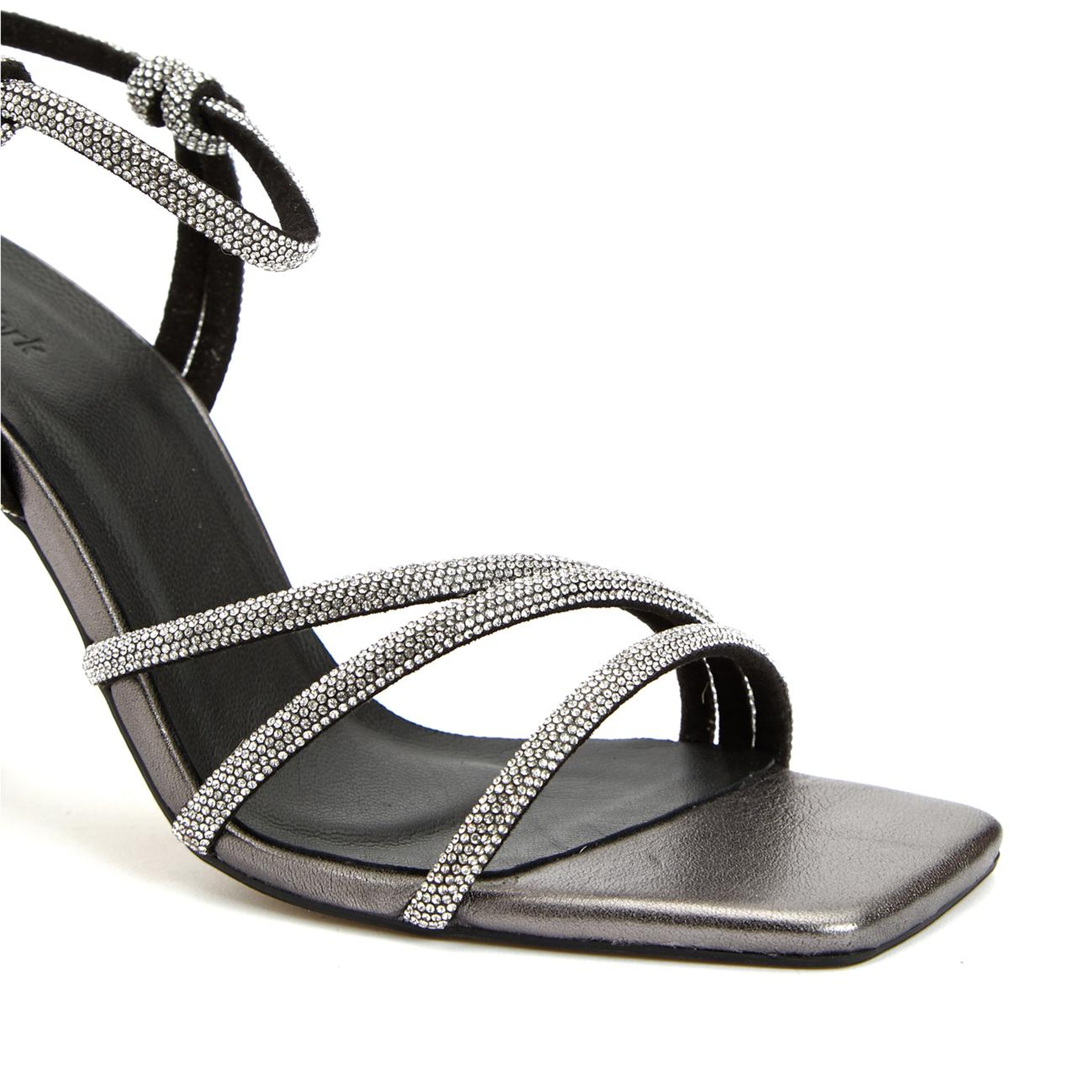 Network Kadın Platin Taşlı Deri Sandalet