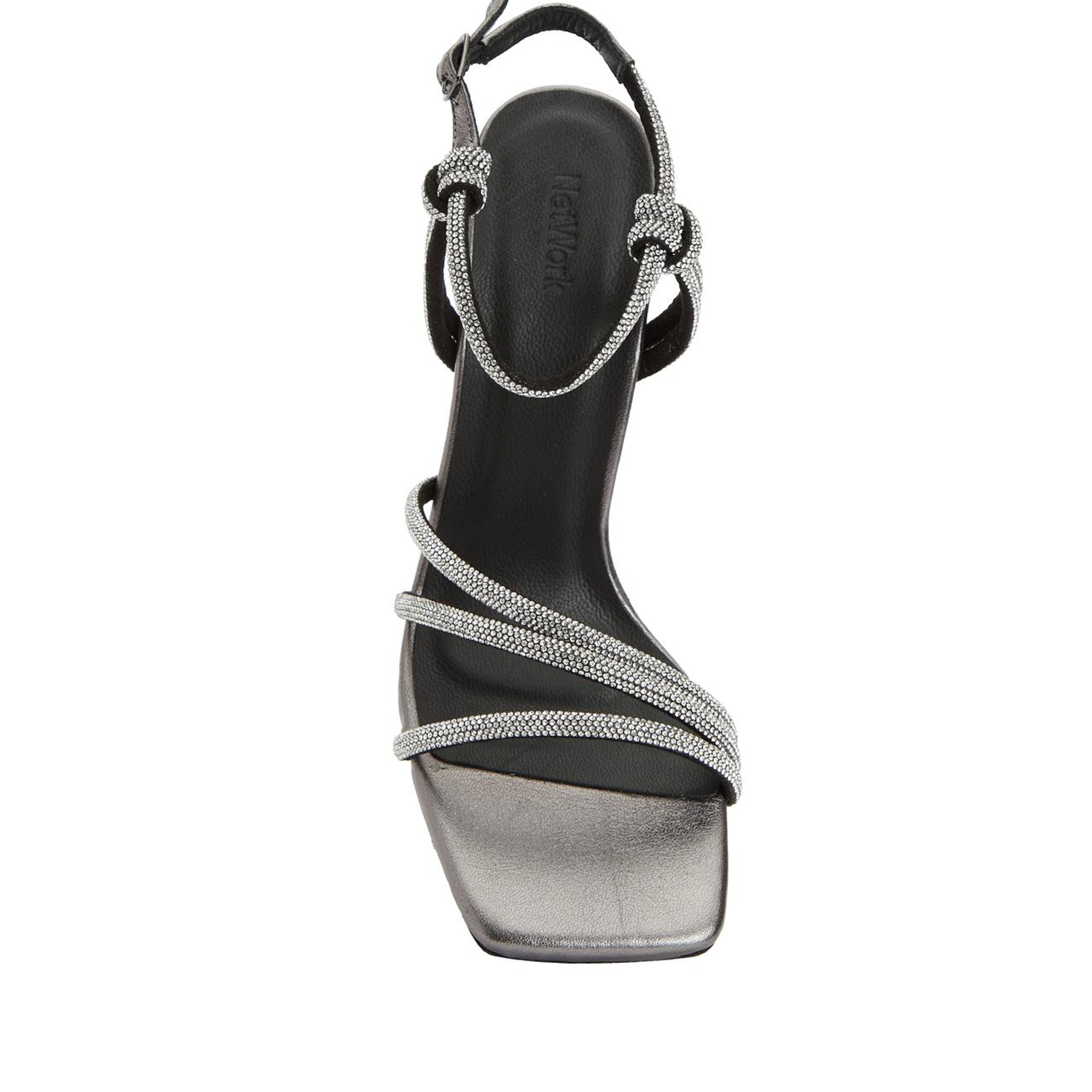 Network Kadın Platin Taşlı Deri Sandalet