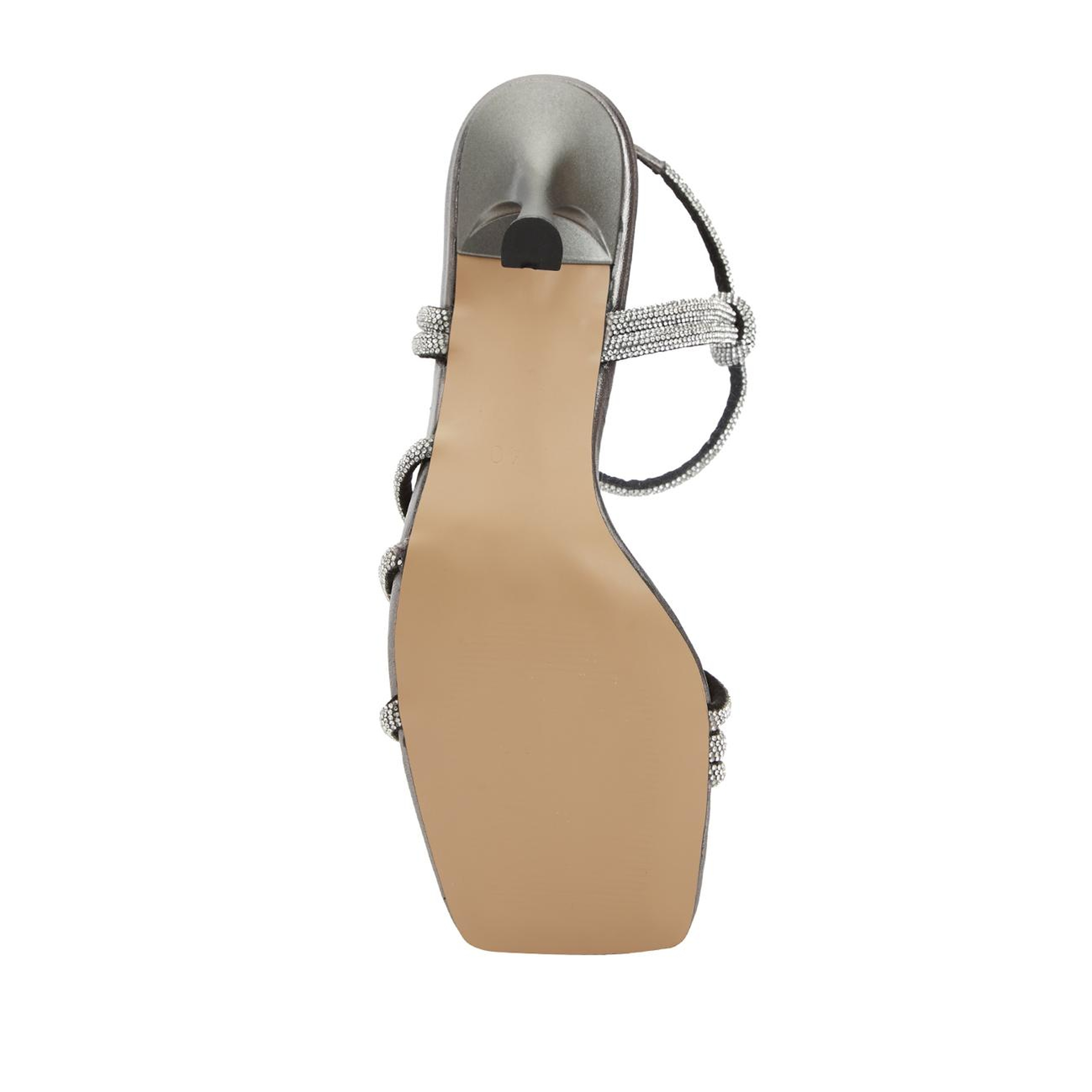 Network Kadın Platin Taşlı Deri Sandalet