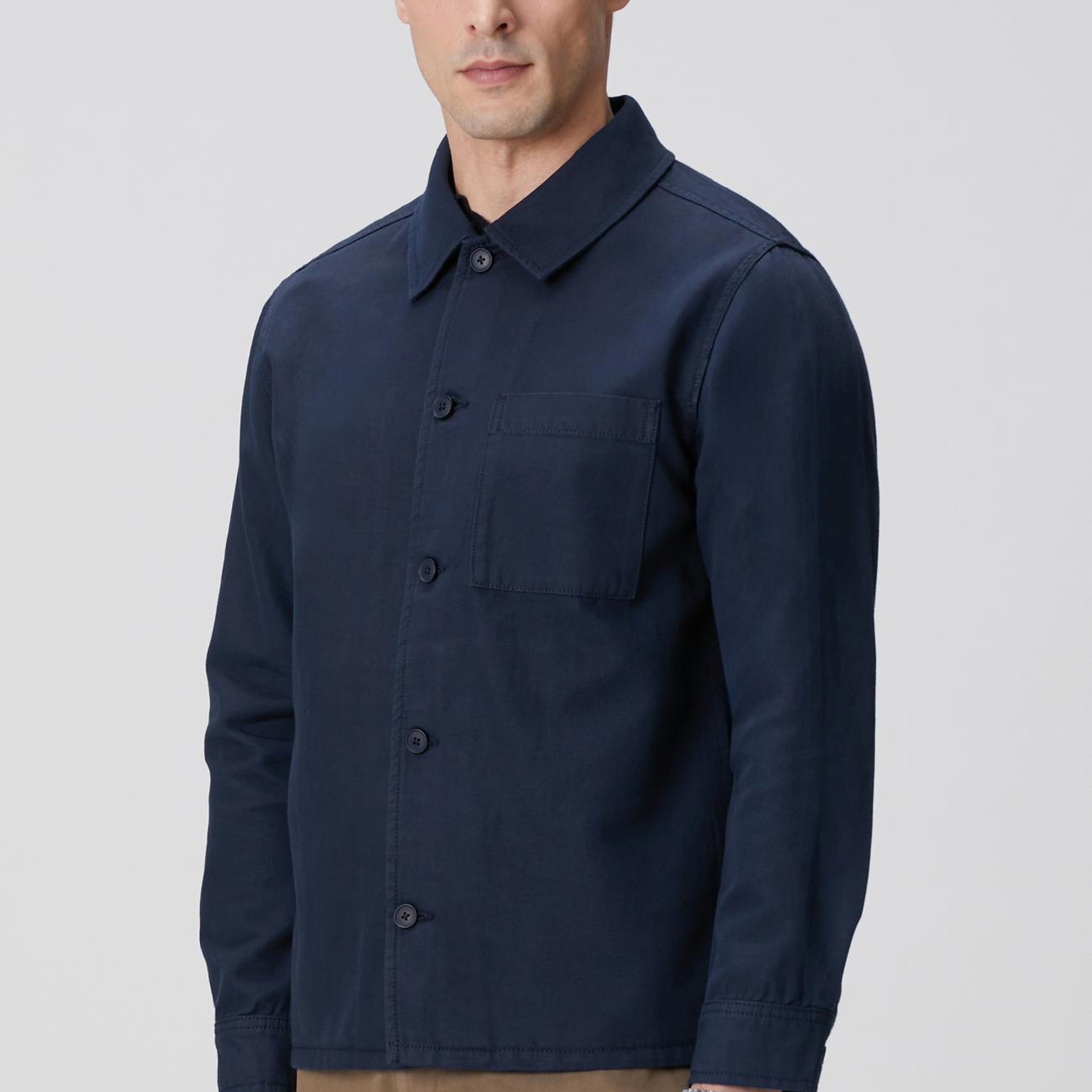 Network Erkek Lacivert Keten Karışımlı Dış Gömlek