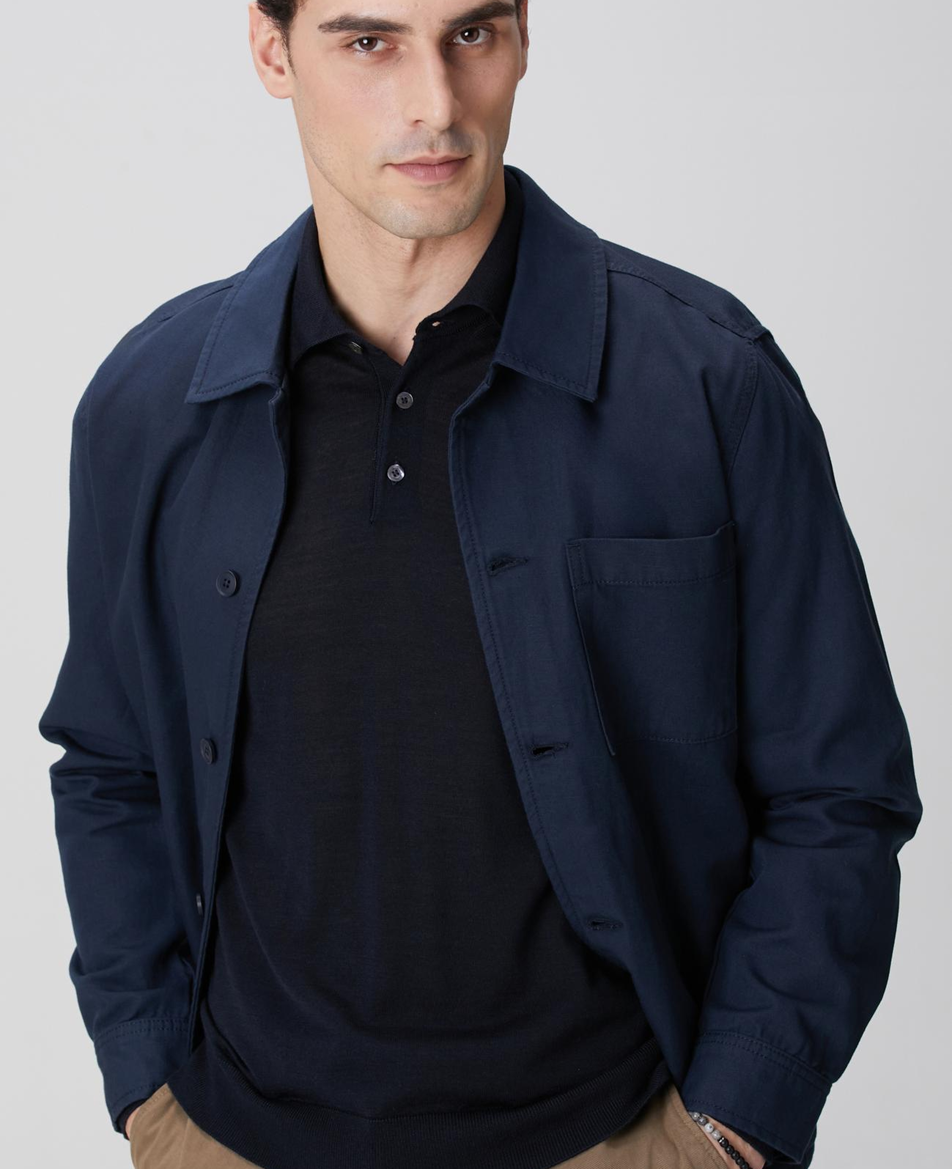 Network Erkek Lacivert Keten Karışımlı Dış Gömlek