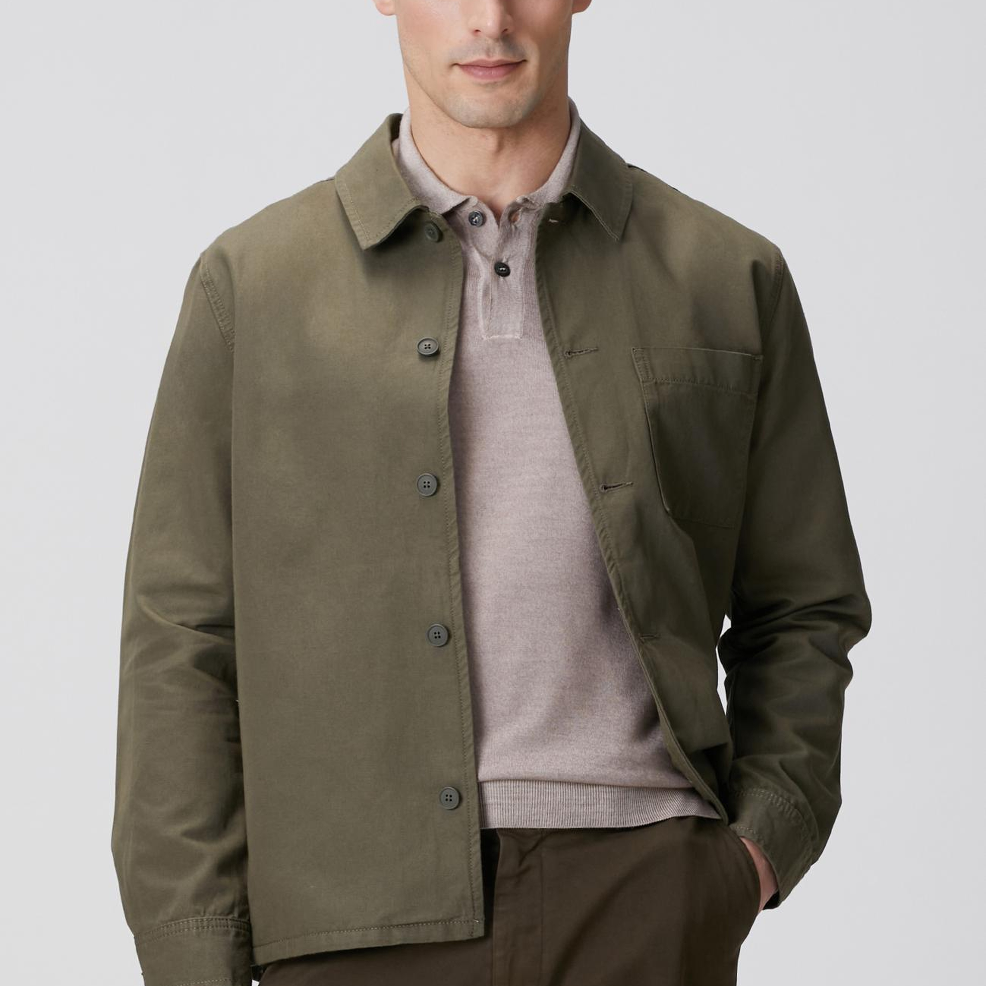 Network Erkek Haki Keten Karışımlı Dış Gömlek