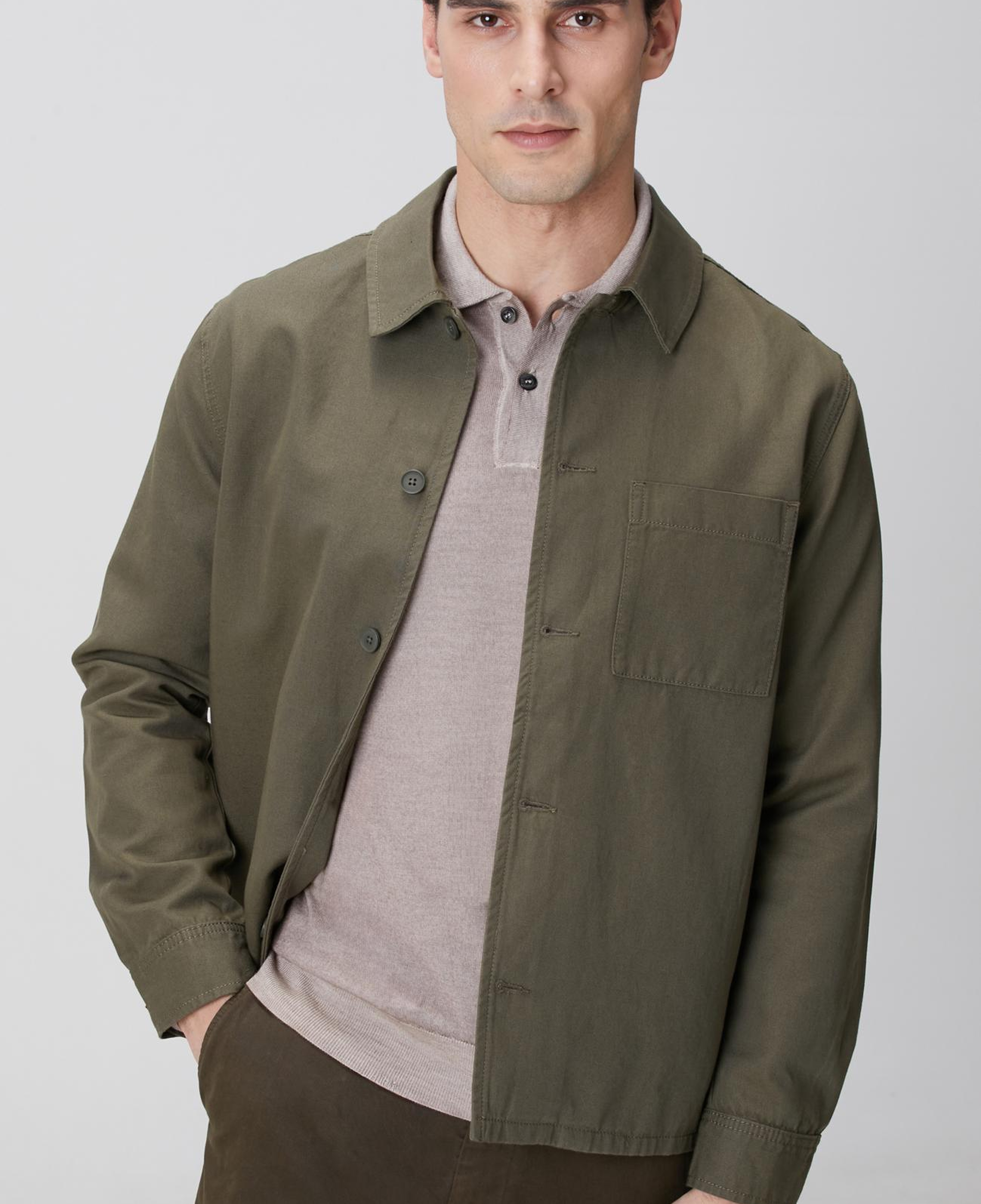 Network Erkek Haki Keten Karışımlı Dış Gömlek