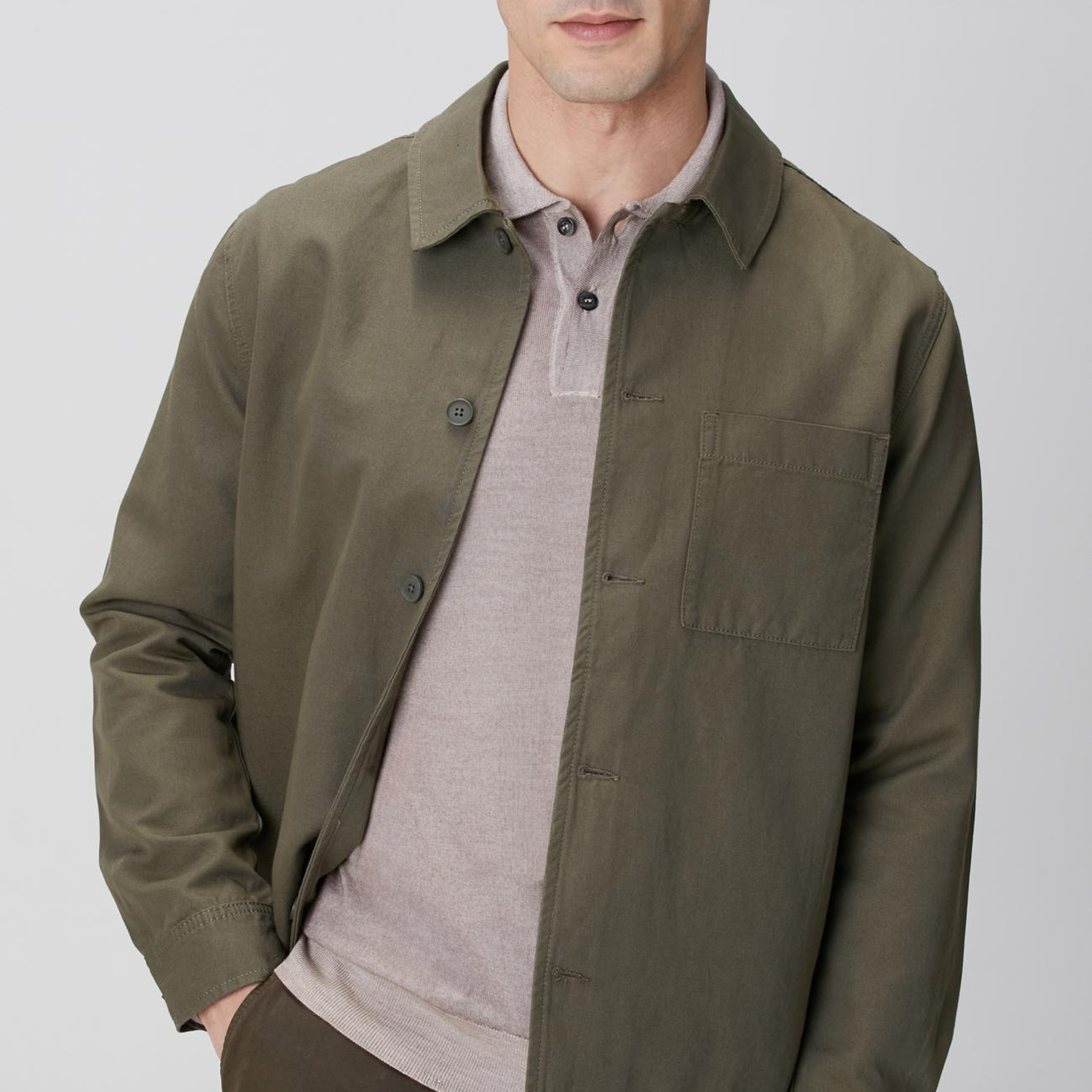 Network Erkek Haki Keten Karışımlı Dış Gömlek