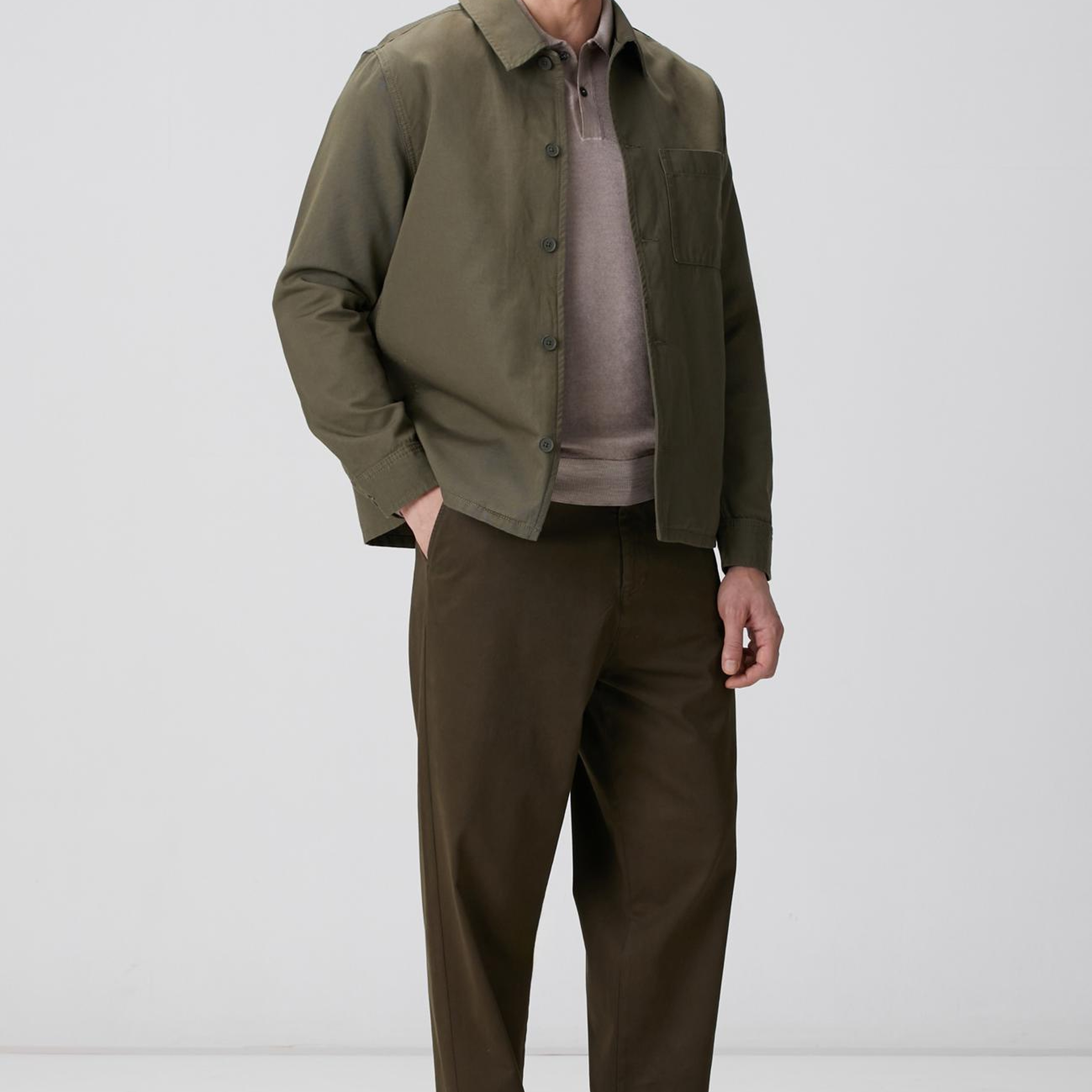 Network Erkek Haki Keten Karışımlı Dış Gömlek