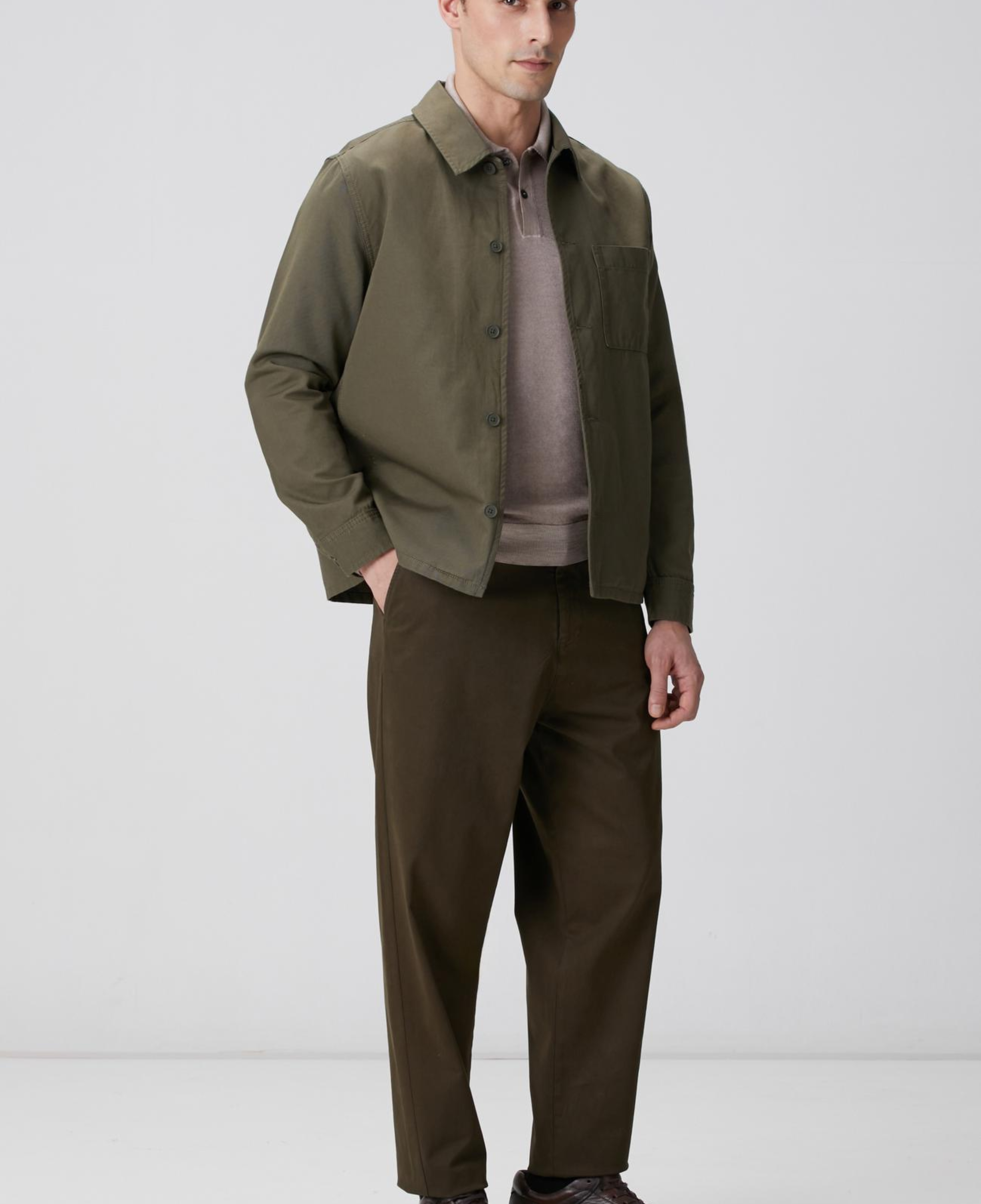 Network Erkek Haki Keten Karışımlı Dış Gömlek